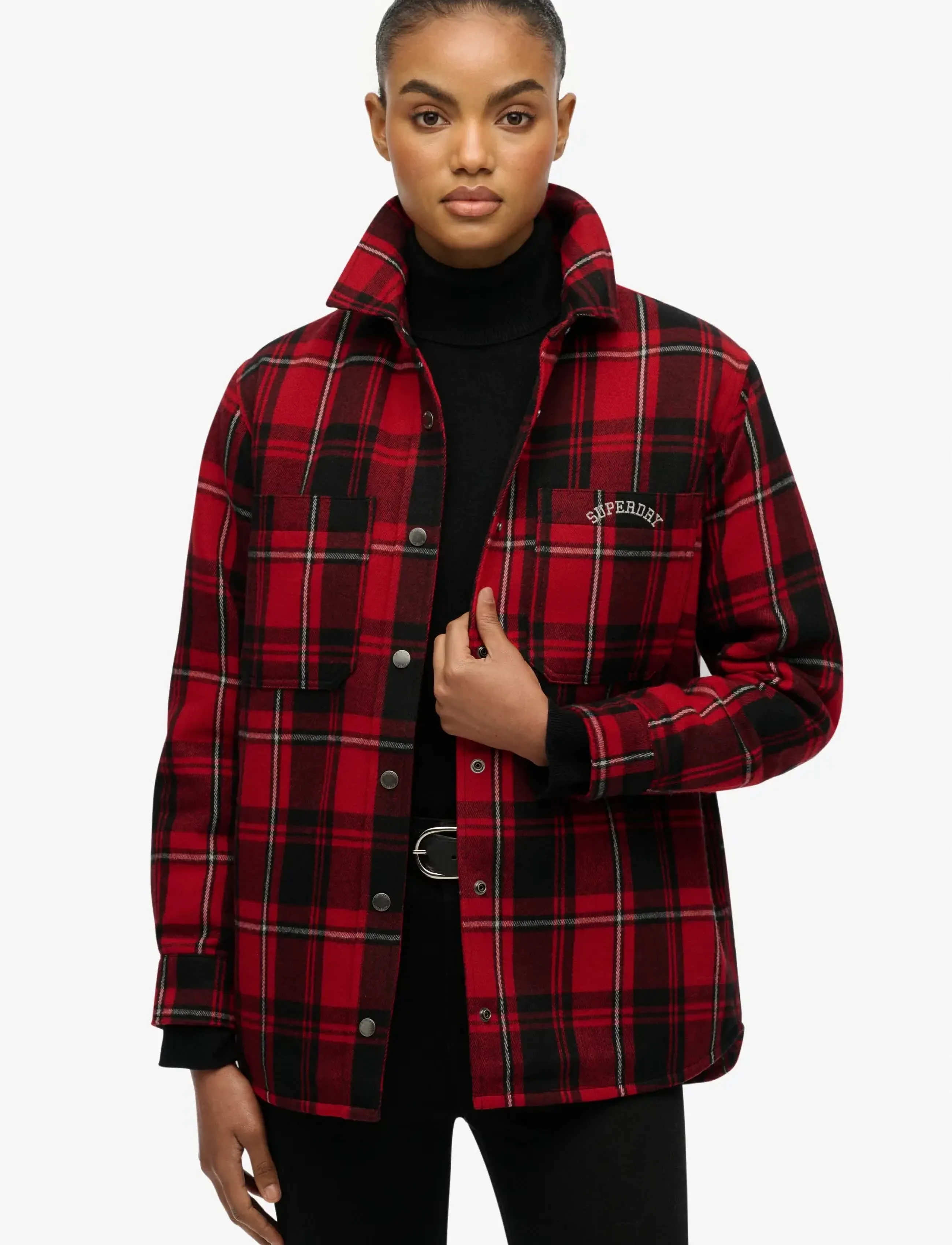 Superdry - CHECK LINED SHIRT - overshirts - red check - 0