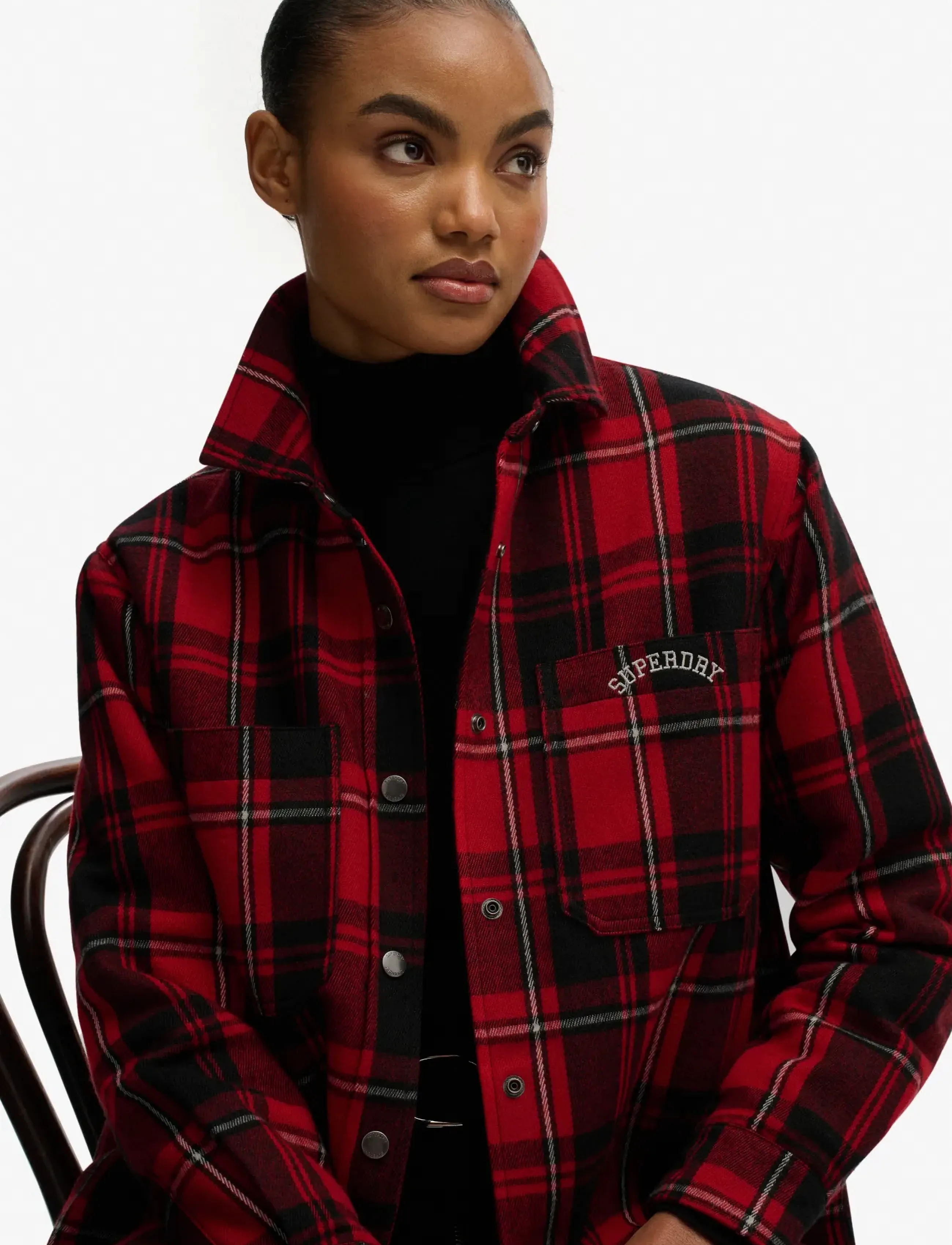 Superdry - CHECK LINED SHIRT - overshirts - red check - 4