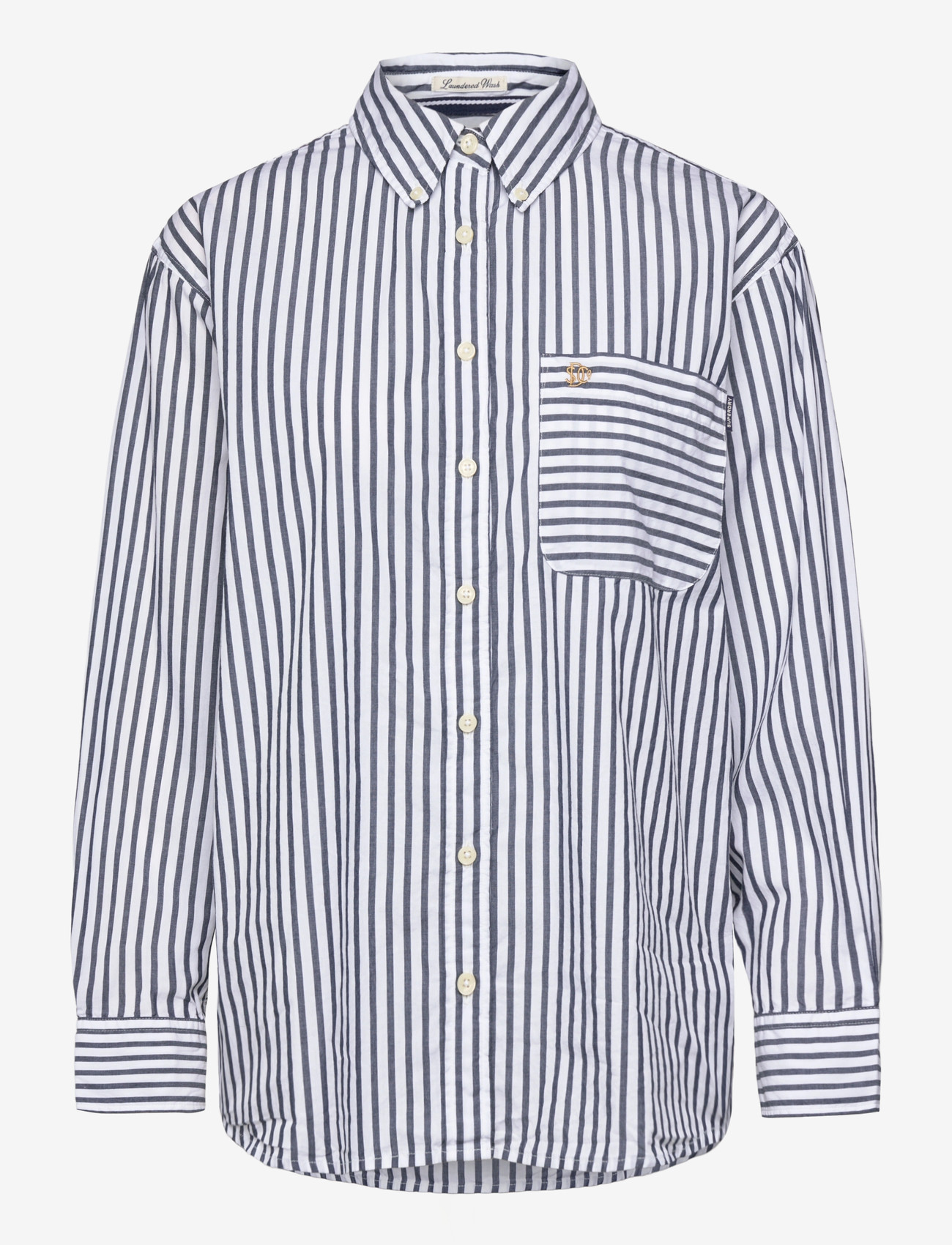Superdry - POPLIN RELAXED L/S SHIRT - långärmade skjortor - navy/white - 1