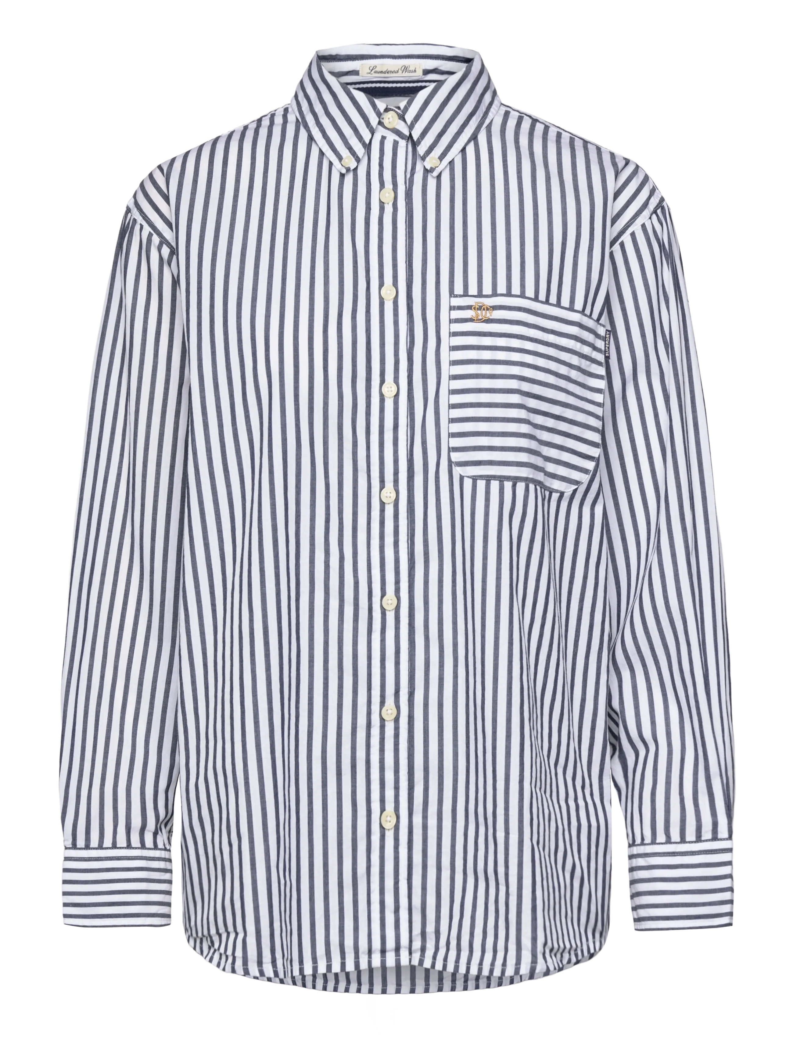 Superdry POPLIN RELAXED L/S SHIRT - Clothing - NAVY/WHITE / navy