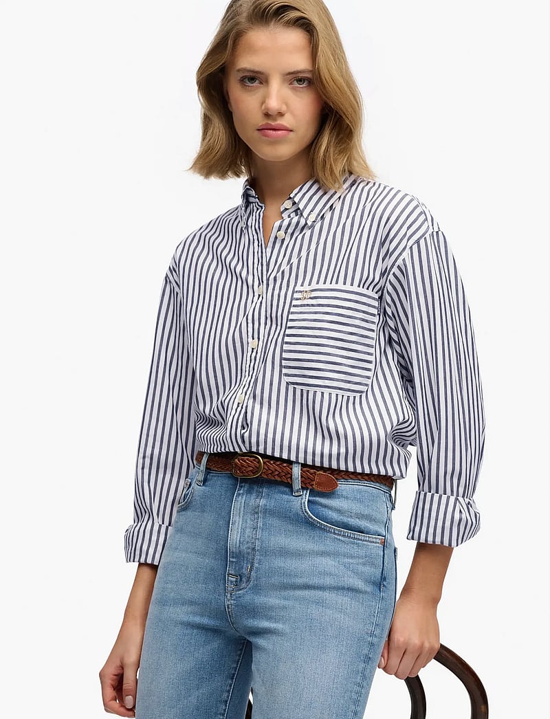 Superdry - POPLIN RELAXED L/S SHIRT - long-sleeved shirts - navy/white - 4