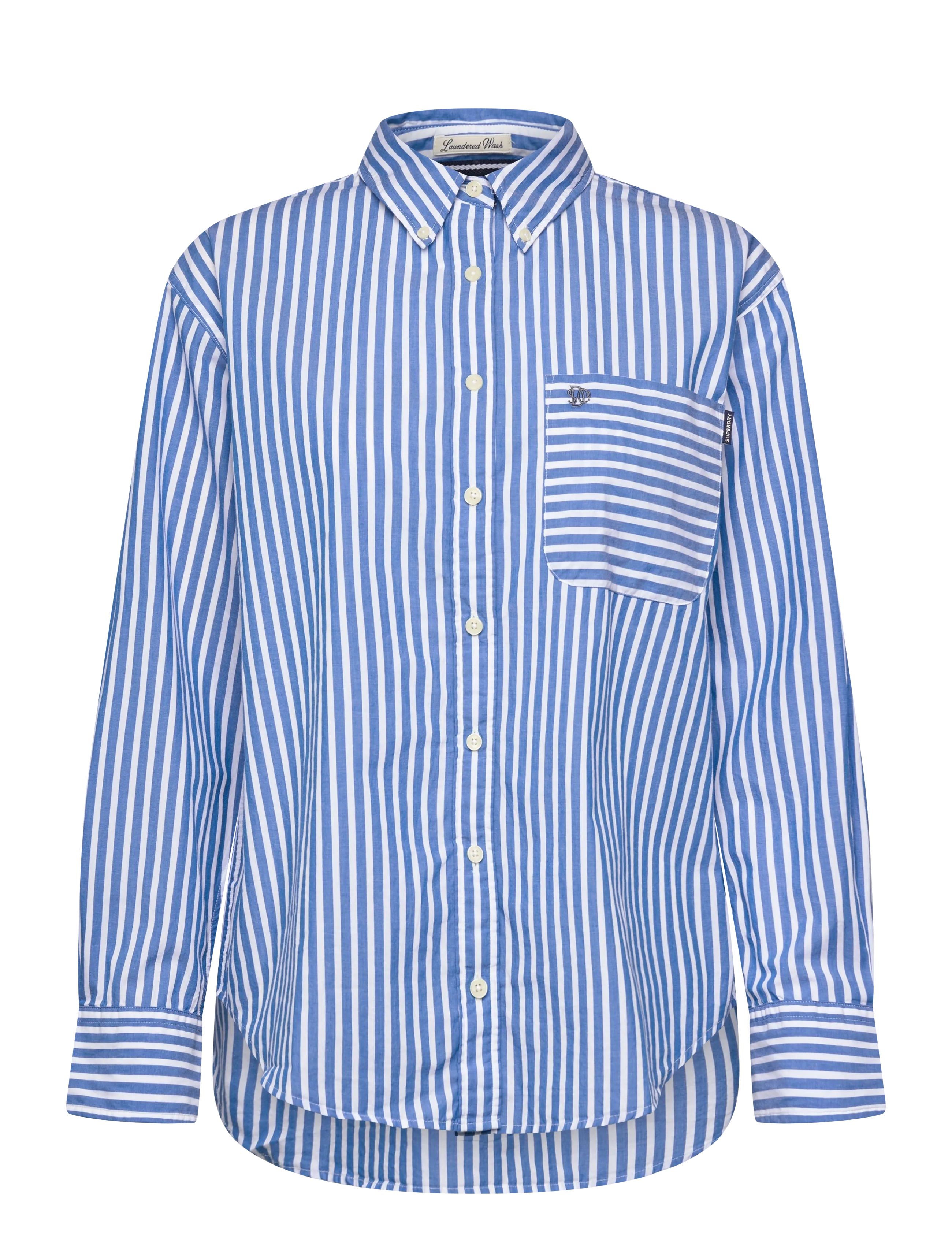 Superdry POPLIN RELAXED L/S SHIRT - Transitional Layering - ROYAL BLUE/WHITE / blue