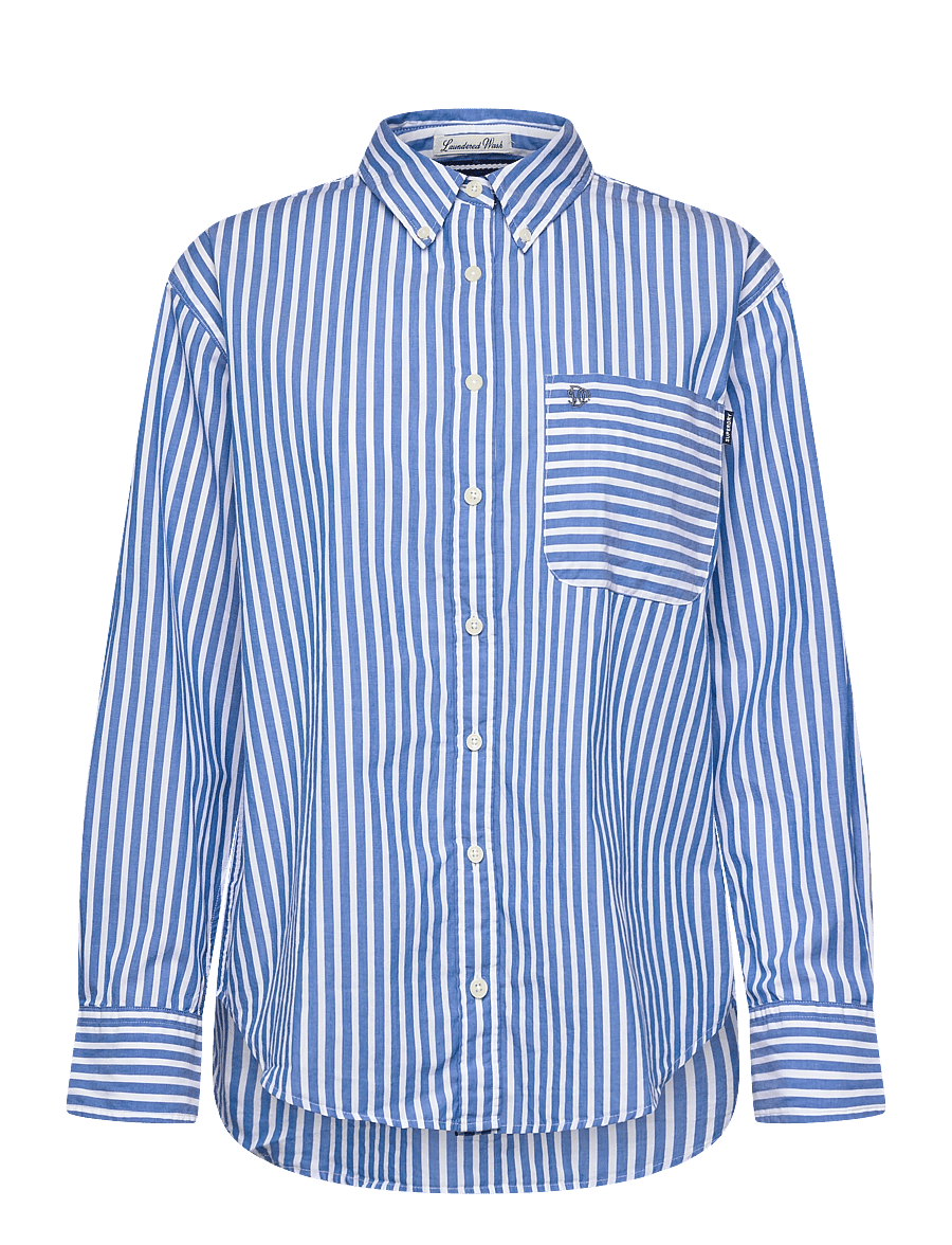 Superdry - POPLIN RELAXED L/S SHIRT - långärmade skjortor - royal blue/white - 1
