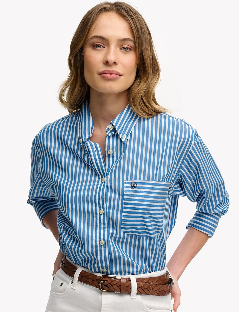 Superdry - POPLIN RELAXED L/S SHIRT - long-sleeved shirts - royal blue/white - 0