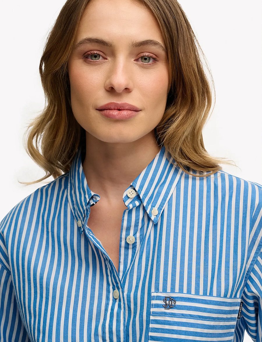 Superdry - POPLIN RELAXED L/S SHIRT - långärmade skjortor - royal blue/white - 3