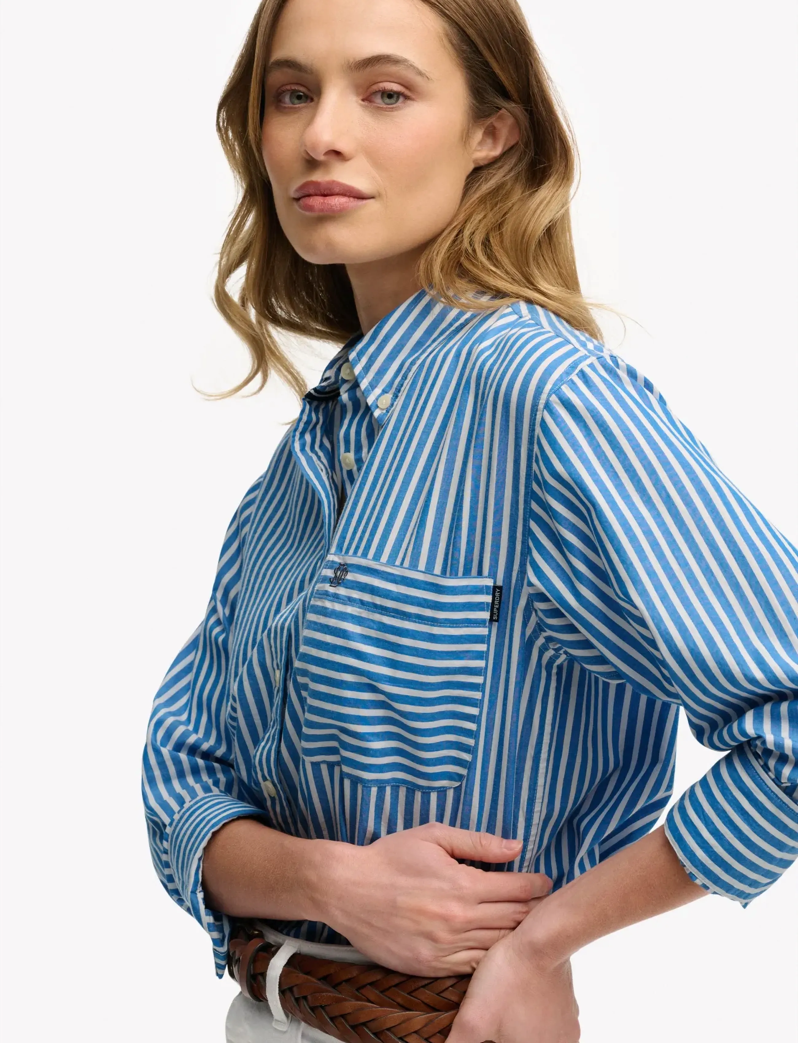 Superdry - POPLIN RELAXED L/S SHIRT - långärmade skjortor - royal blue/white - 4