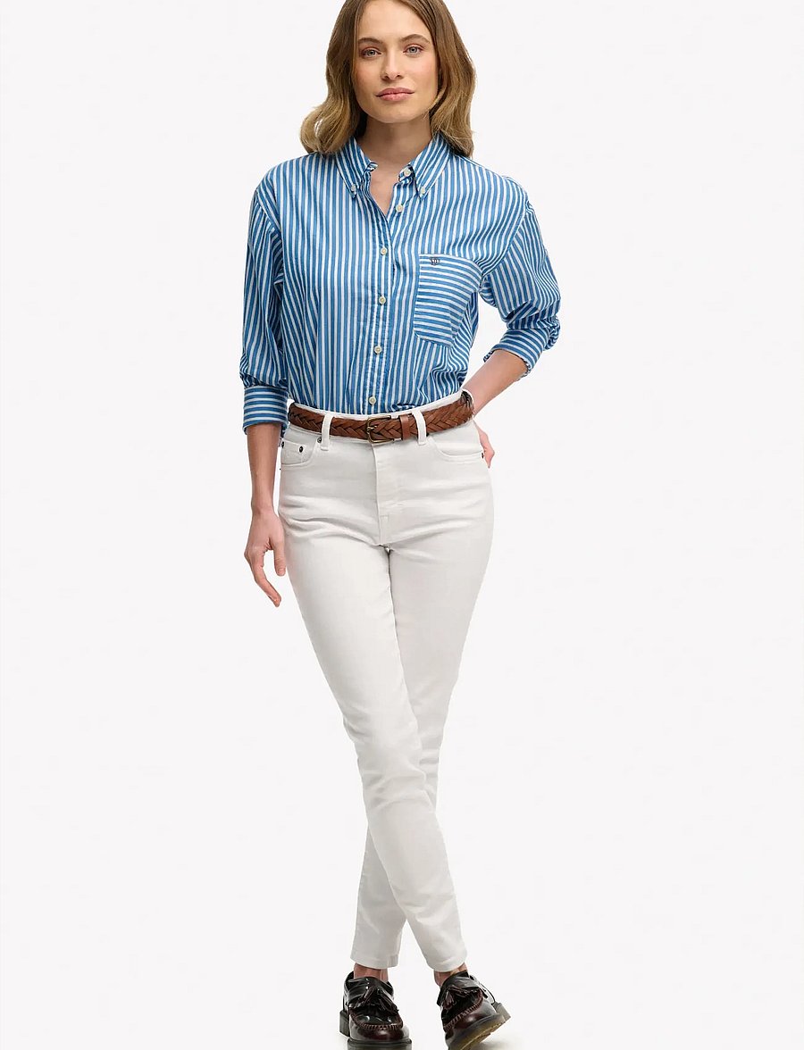 Superdry - POPLIN RELAXED L/S SHIRT - långärmade skjortor - royal blue/white - 5