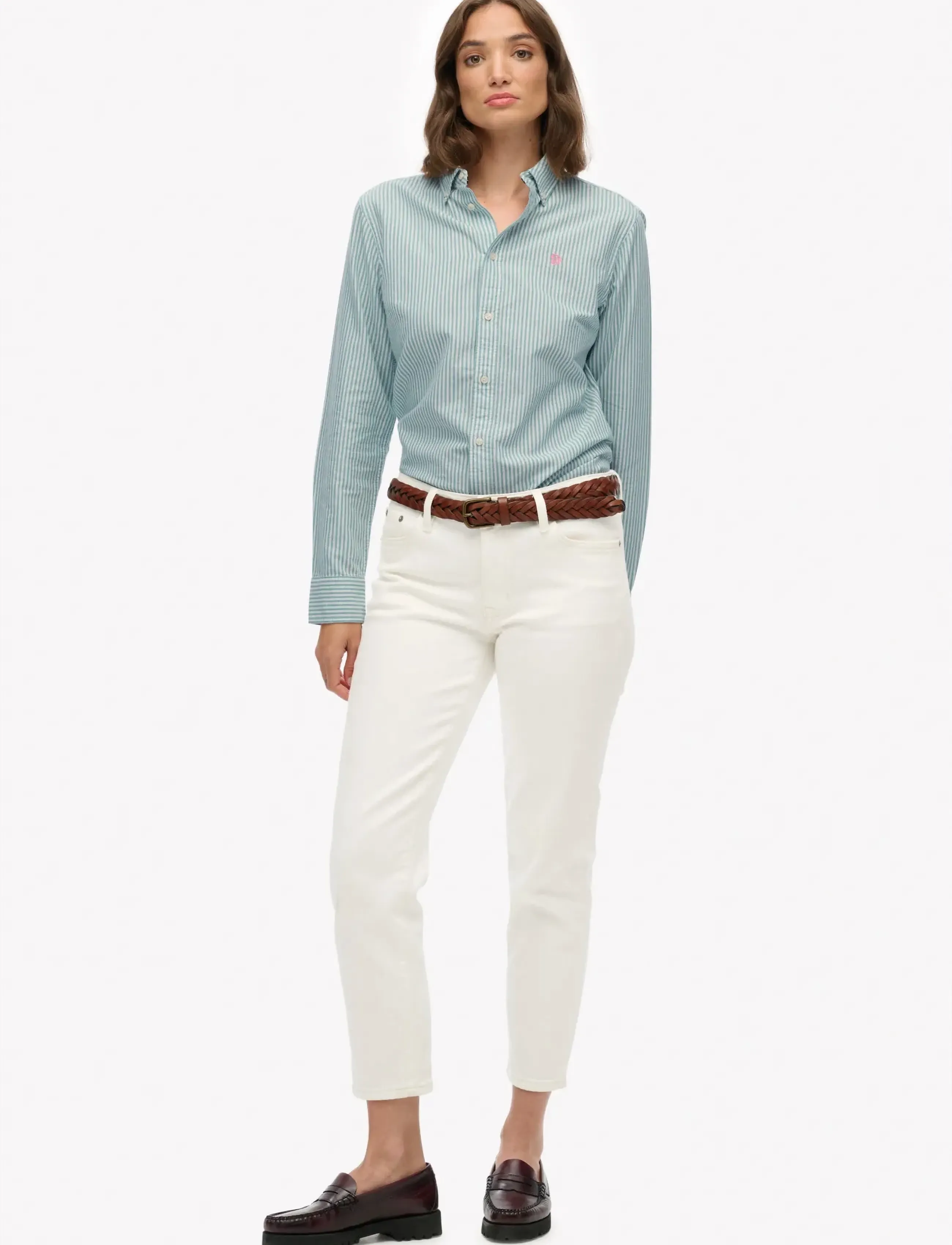 Superdry - SLIM OXFORD BD L,S SHIRT - langærmede skjorter - peppermint chalk stripe oxford - 4