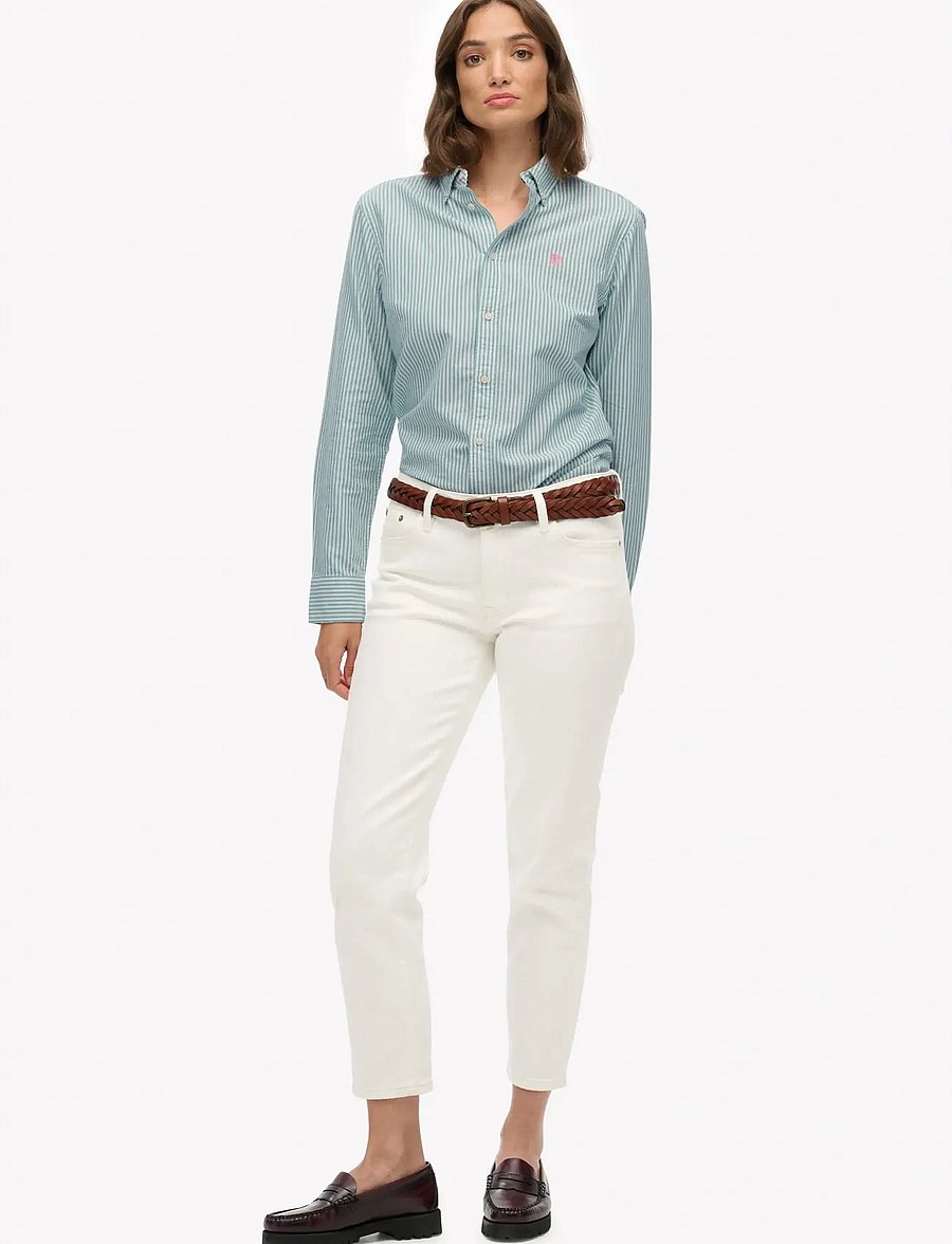 Superdry - SLIM OXFORD BD L,S SHIRT - langærmede skjorter - peppermint chalk stripe oxford - 4