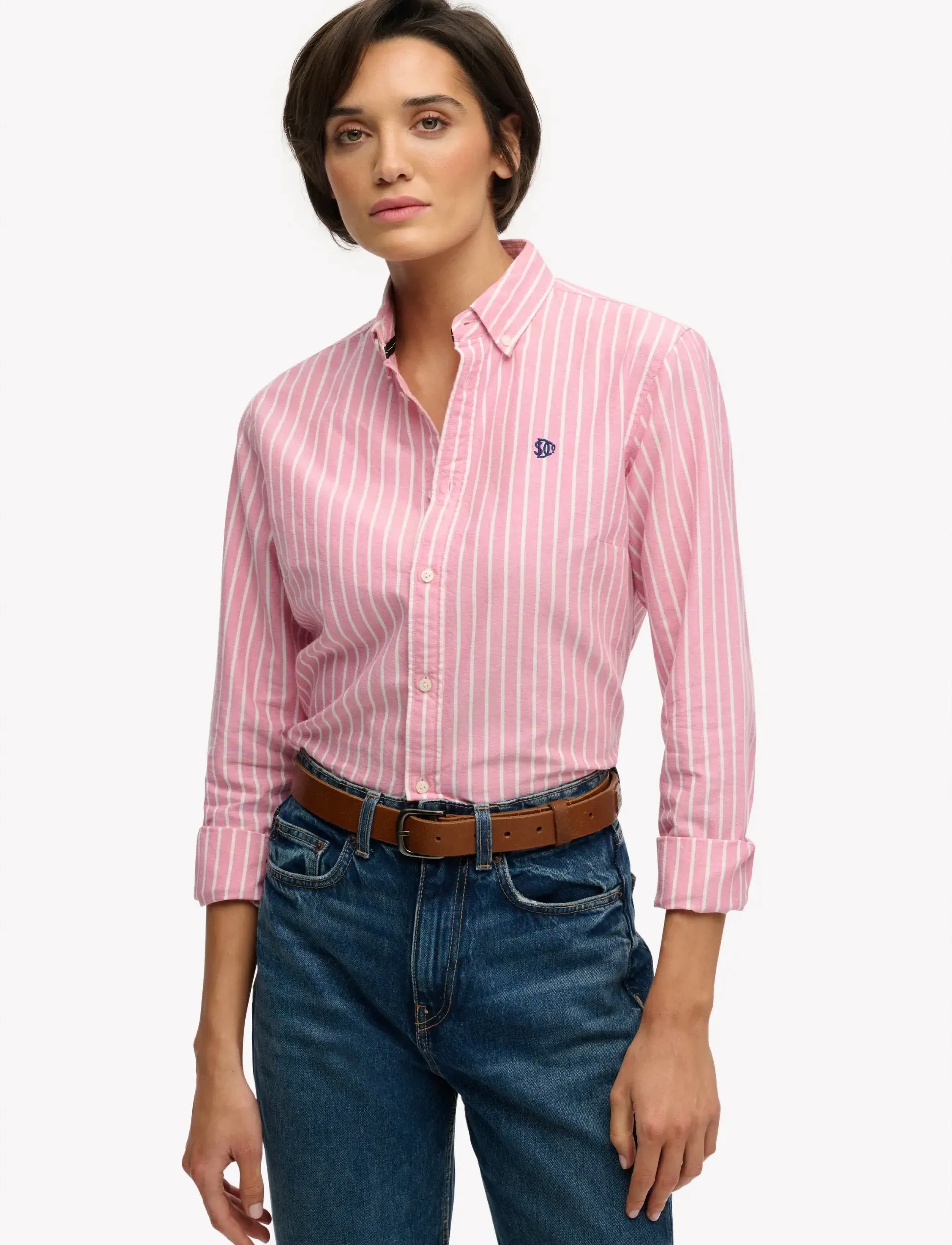 Superdry SLIM OXFORD BD L,S SHIRT - Superdry - BROKER PINK STRIPE / pink/rose