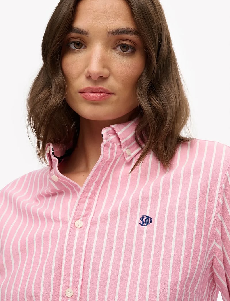 Superdry - SLIM OXFORD BD L,S SHIRT - langærmede skjorter - broker pink stripe - 3