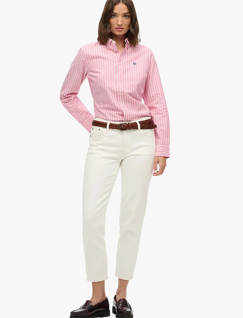 Superdry - SLIM OXFORD BD L,S SHIRT - langærmede skjorter - broker pink stripe - 4