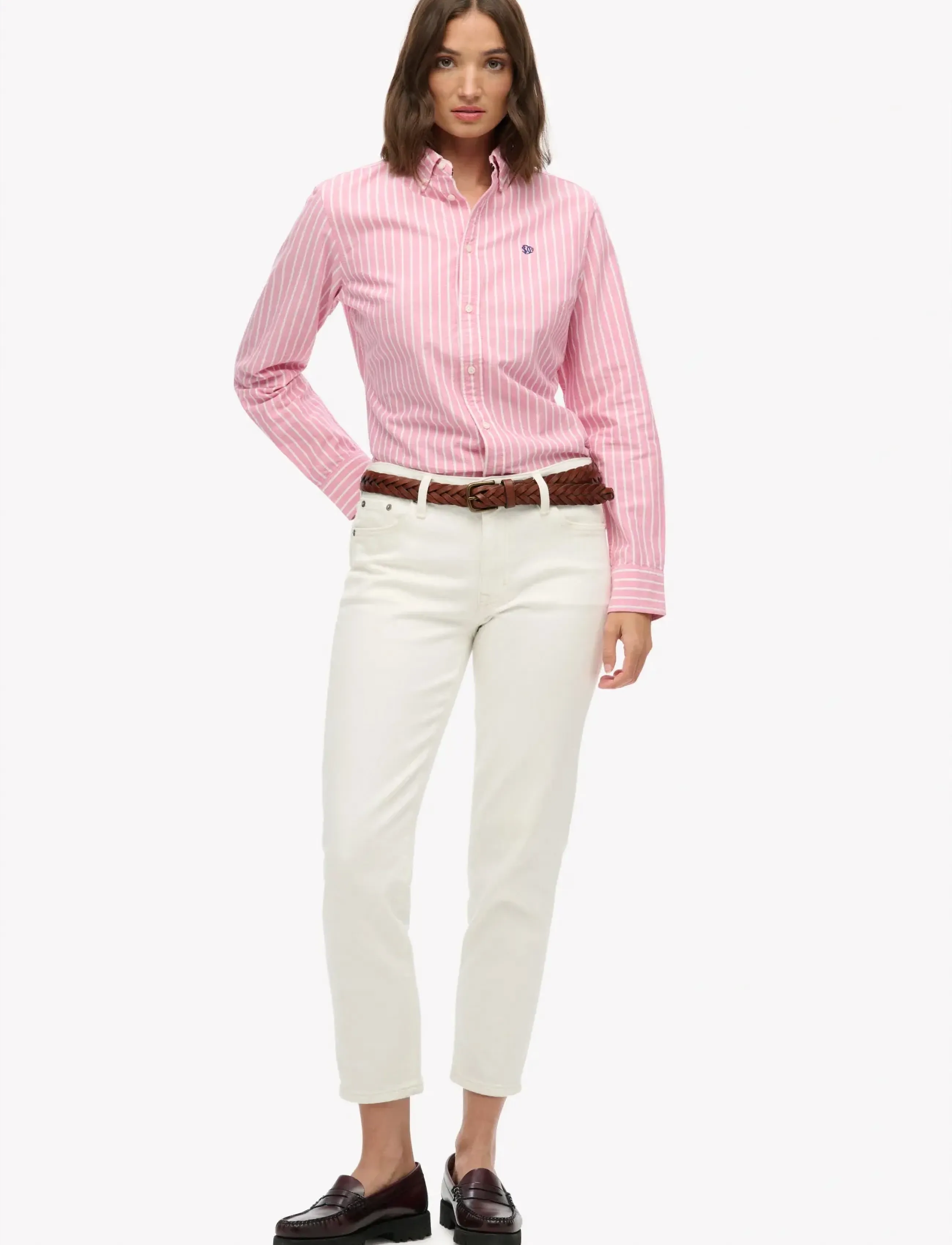 Superdry - SLIM OXFORD BD L,S SHIRT - langærmede skjorter - broker pink stripe - 4