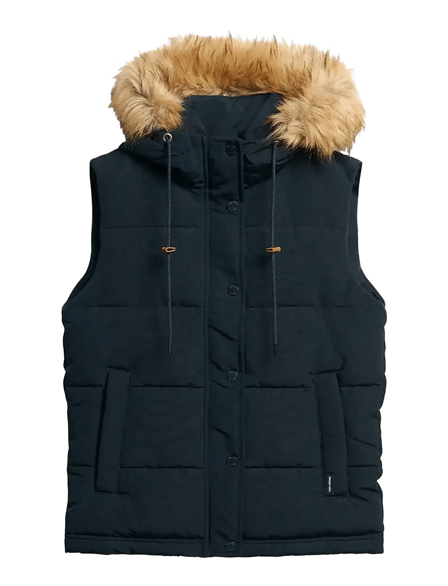 Superdry - VINTAGE EVEREST FAUX FUR GILET - vestes de printemps - eclipse navy - 1