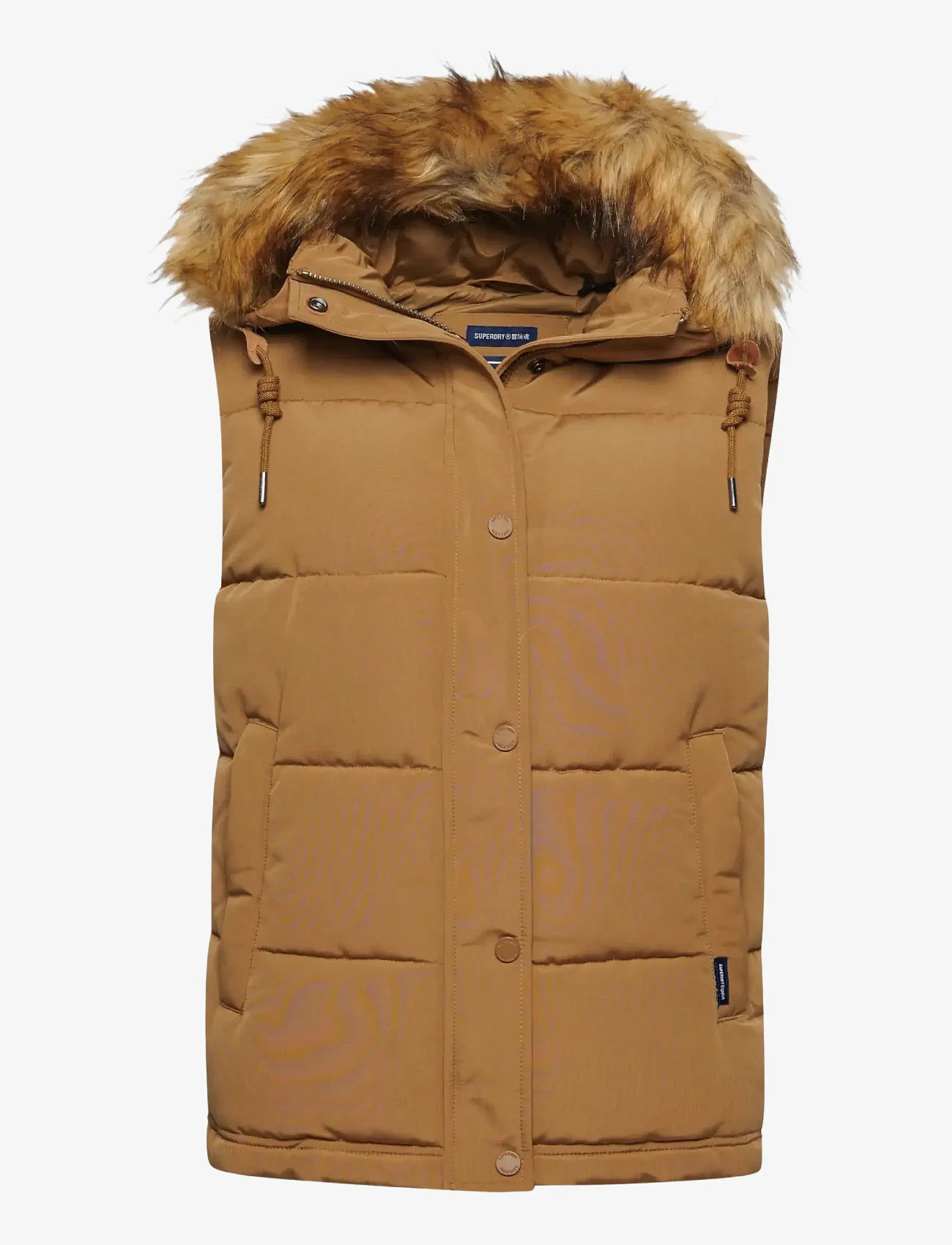 Superdry - VINTAGE EVEREST FAUX FUR GILET - efterårsjakker - sandstone - 1