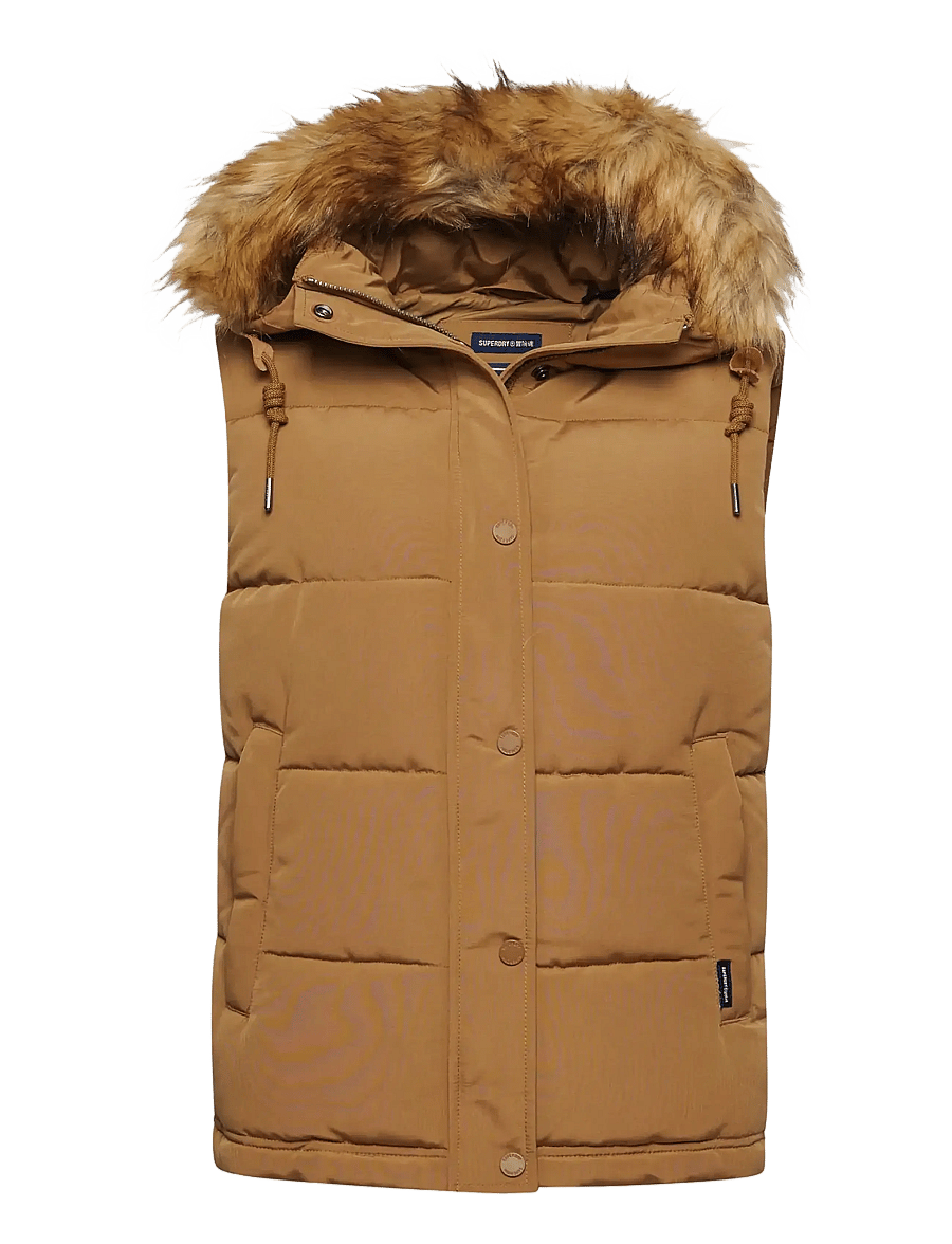 Superdry - VINTAGE EVEREST FAUX FUR GILET - vestes de printemps - sandstone - 1