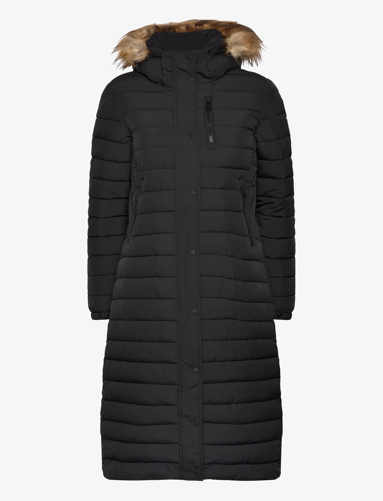 Superdry - FUJI HOODED LONGLINE PUFFER - winter jackets - black - 0