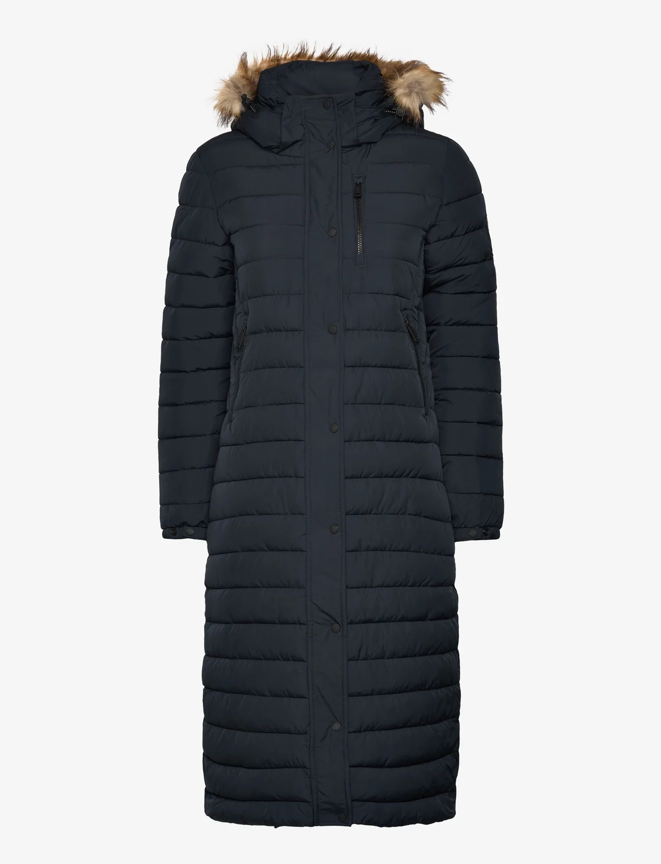 Superdry - FUJI HOODED LONGLINE PUFFER - winter jackets - nordic chrome navy - 0