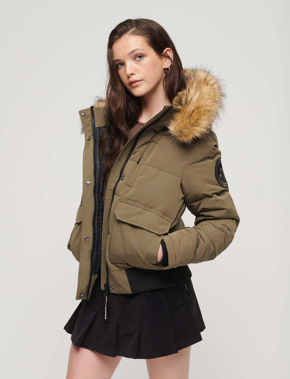 Hooded puffer top bomber jacket