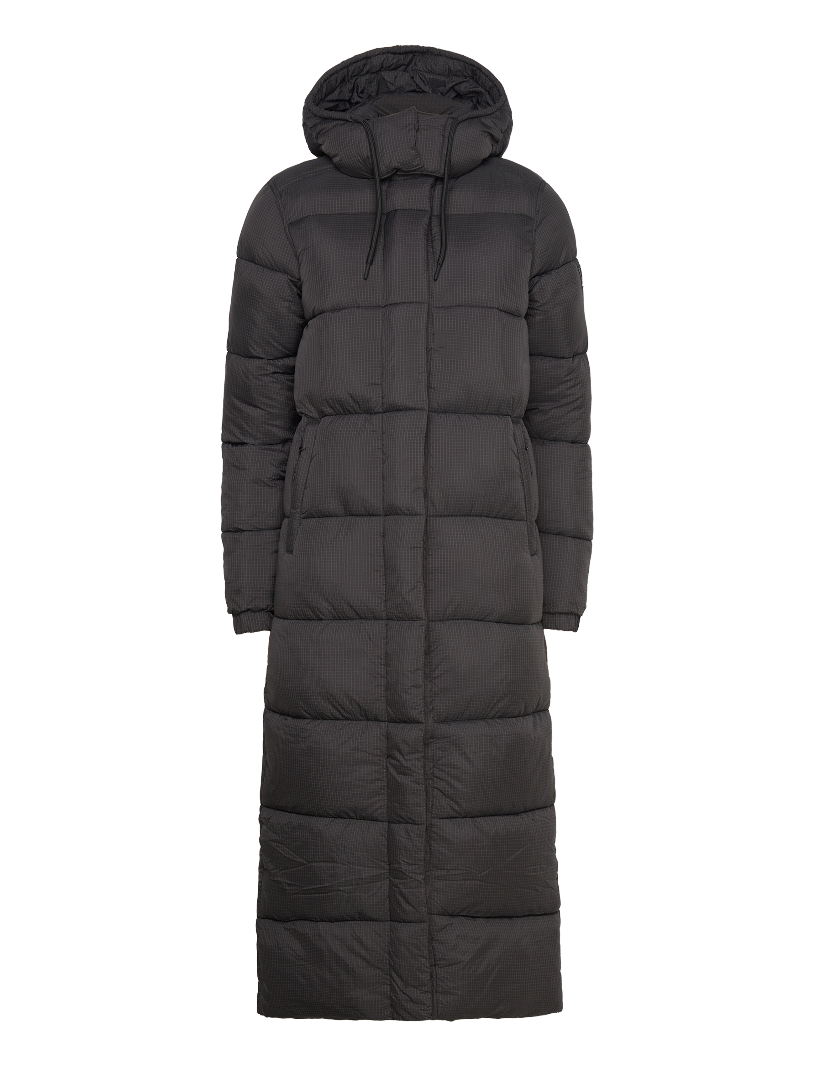 RIPSTOP LONGLINE PUFFER JACKET - FOOTBALL BLACK GRID