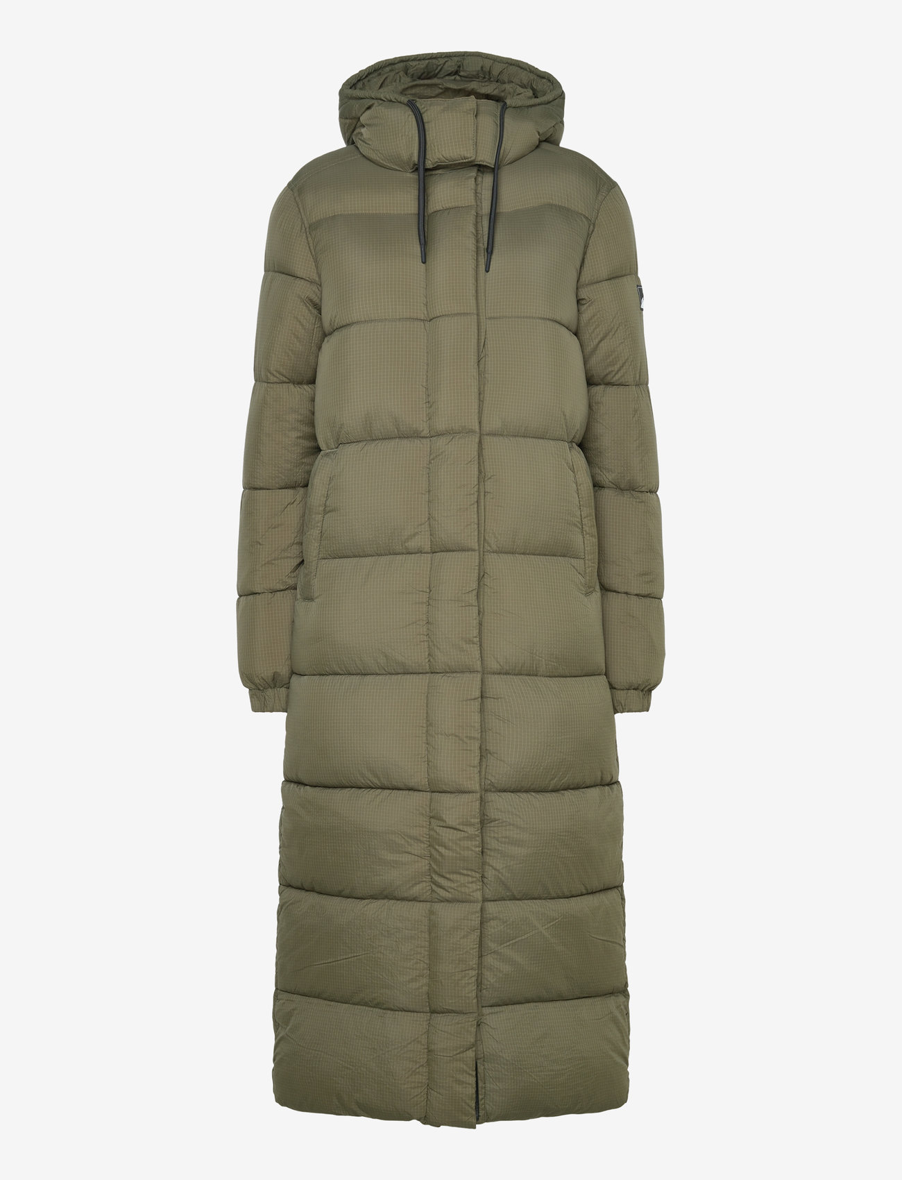 Superdry - RIPSTOP LONGLINE PUFFER JACKET - football dark moss grid - 0
