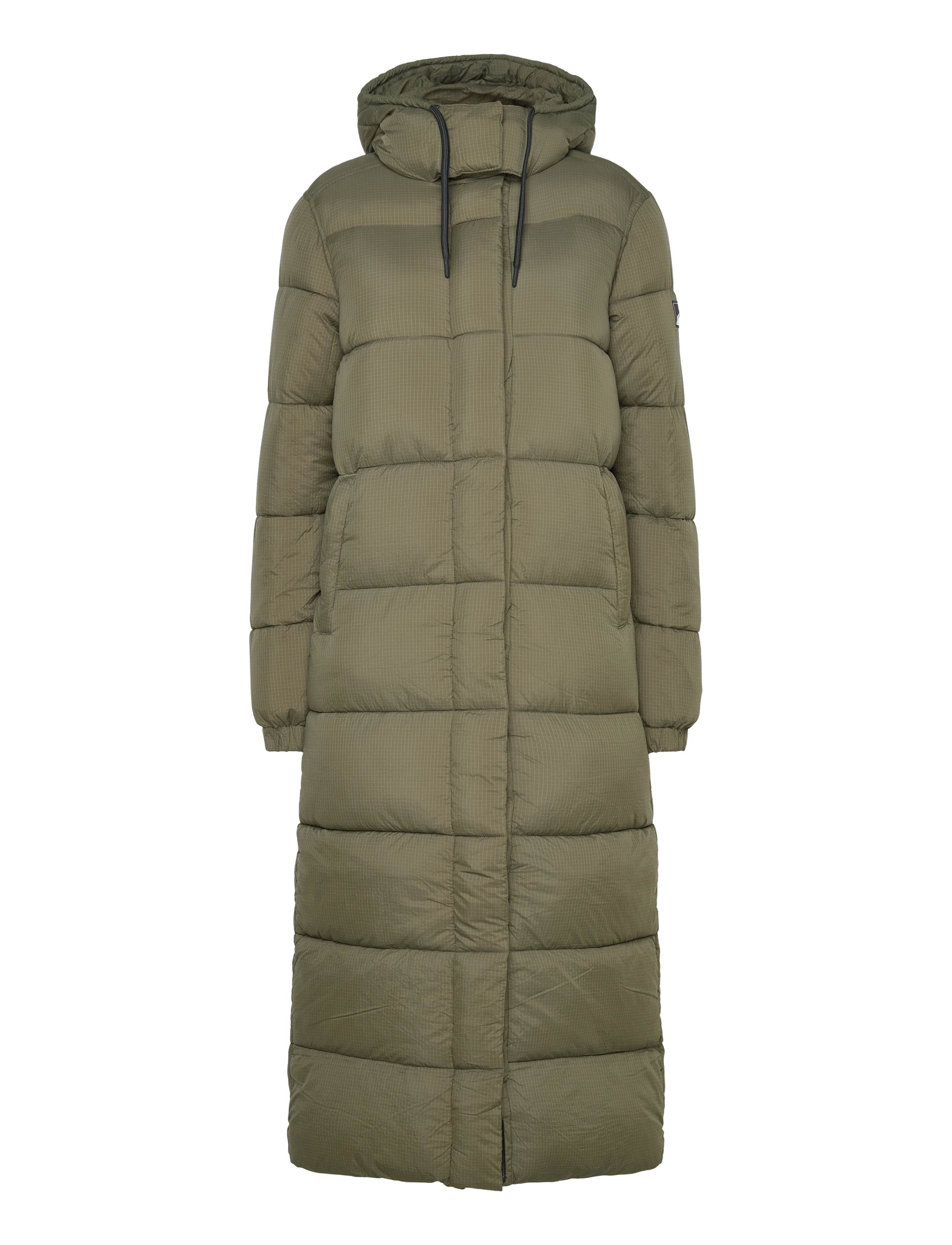 RIPSTOP LONGLINE PUFFER JACKET - FOOTBALL DARK MOSS GRID