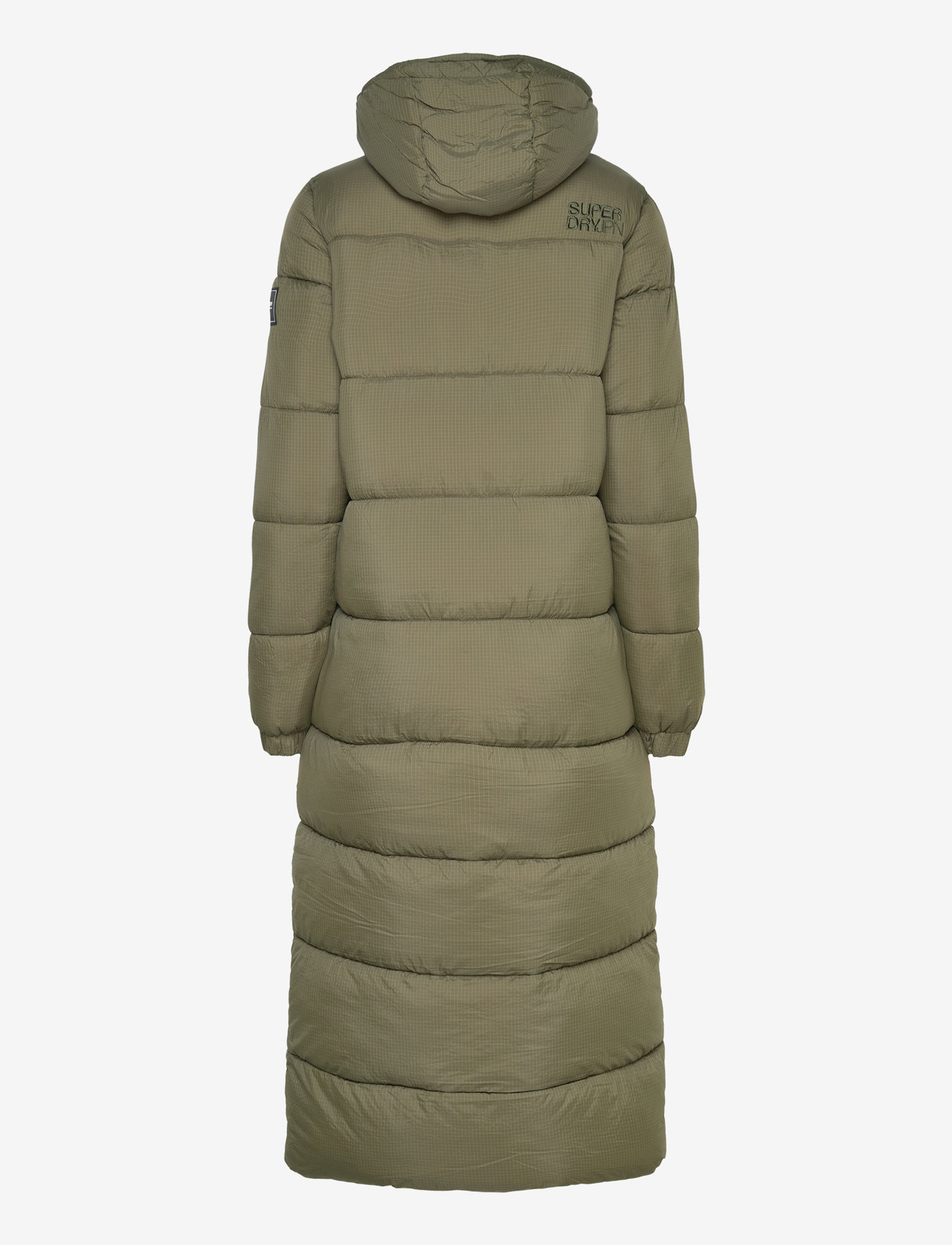 Superdry - RIPSTOP LONGLINE PUFFER JACKET - football dark moss grid - 1