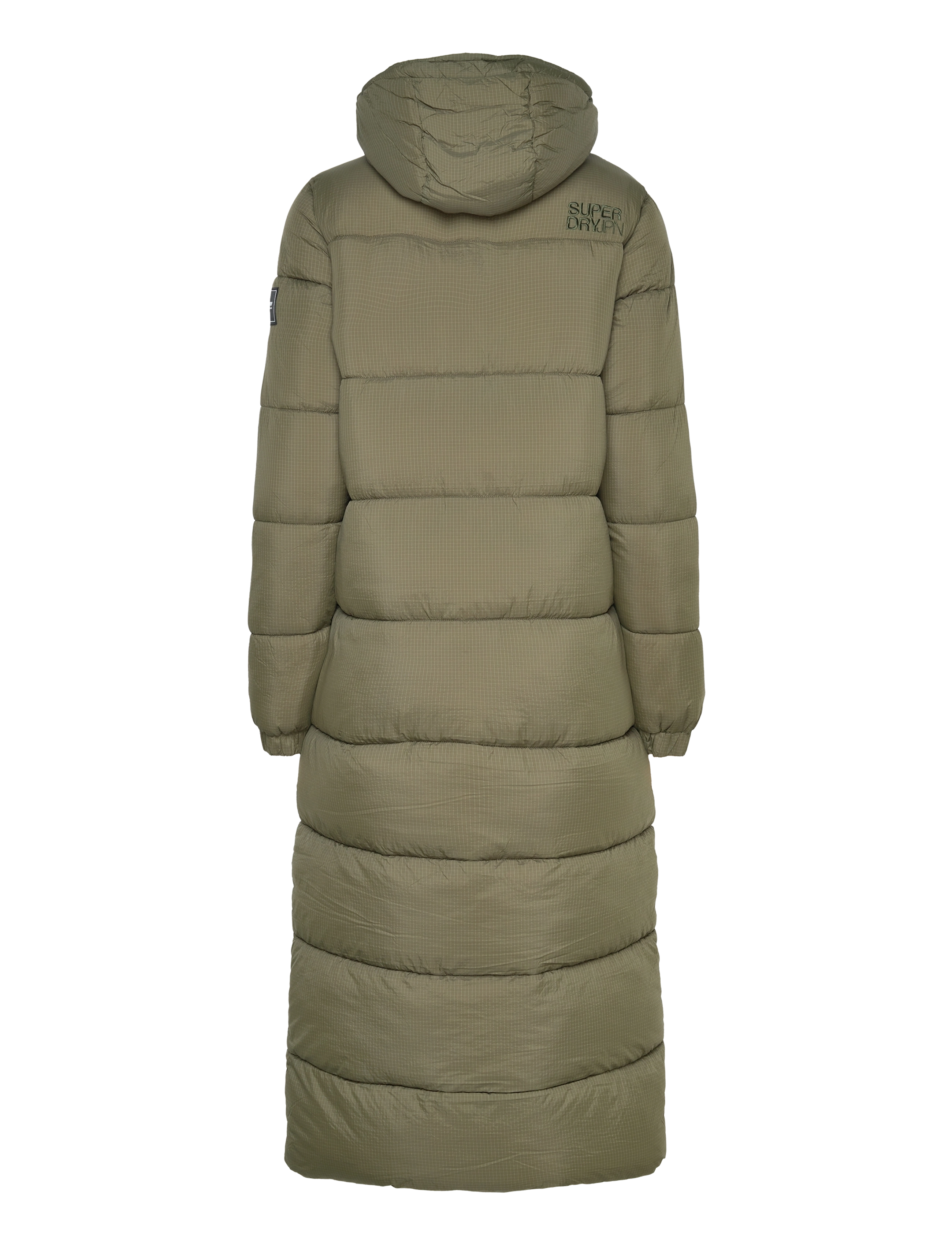 Superdry - RIPSTOP LONGLINE PUFFER JACKET - football dark moss grid - 1