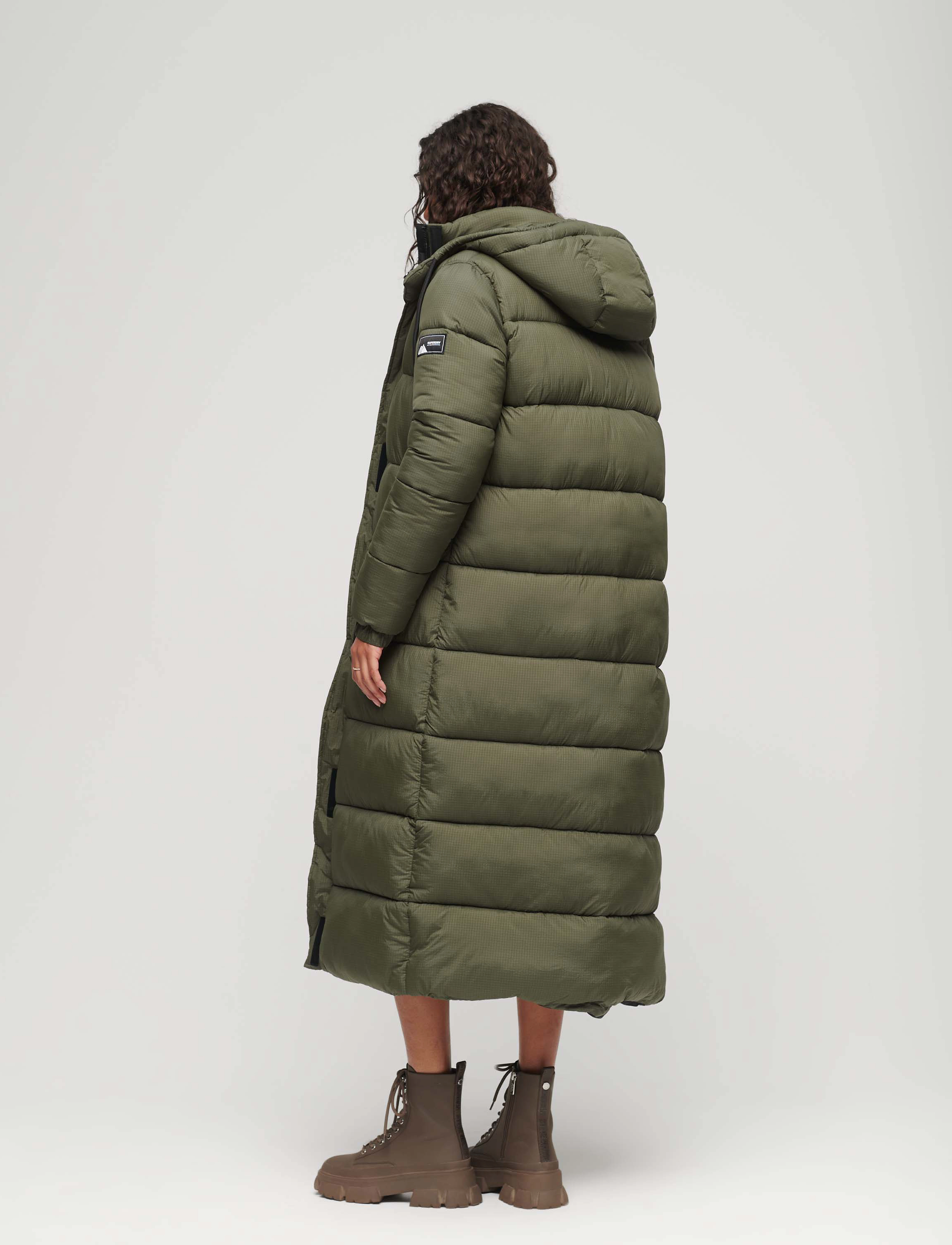 Superdry - RIPSTOP LONGLINE PUFFER JACKET - football dark moss grid - 3