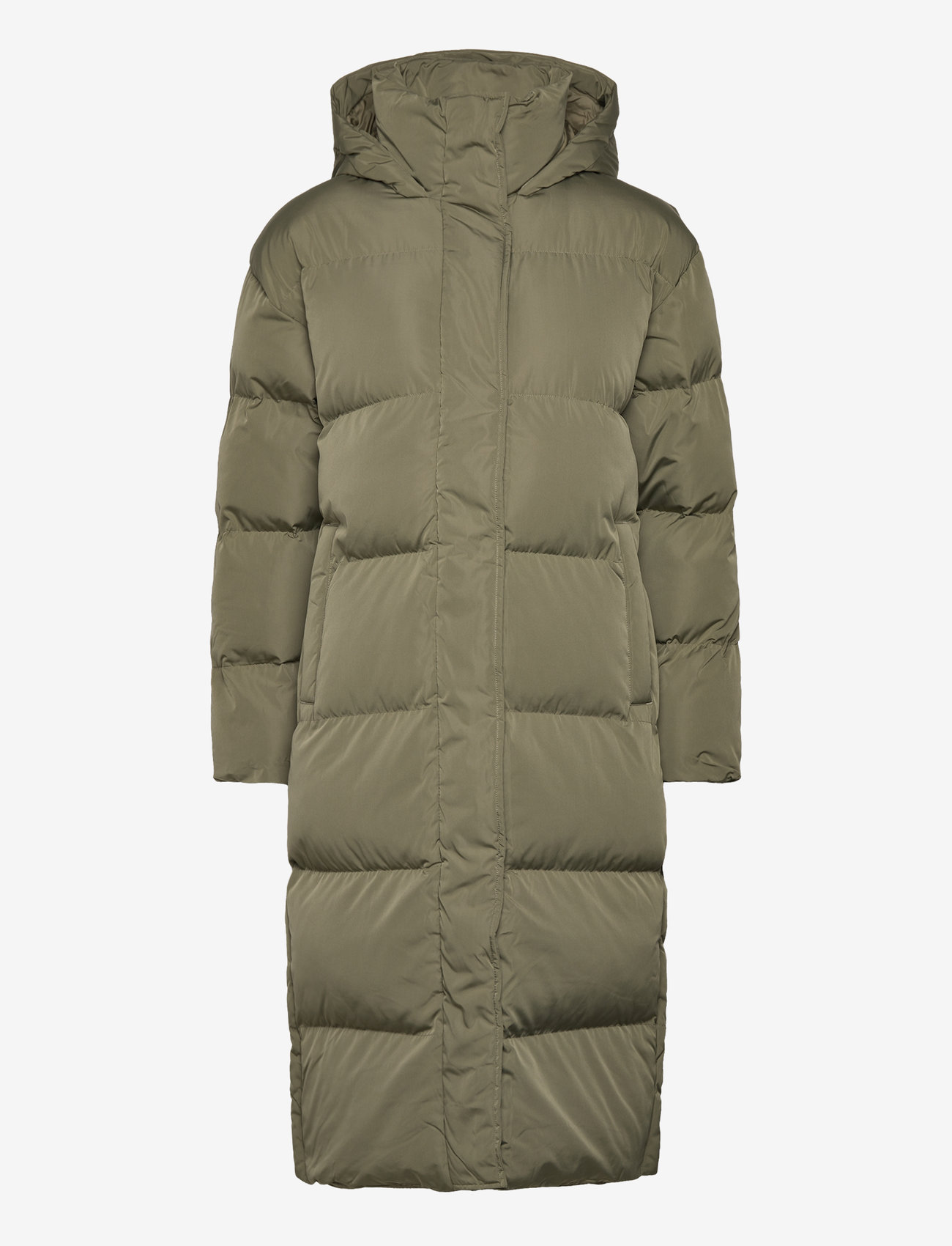 Superdry - LONGLINE HOODED PUFFER COAT - wild khaki - 1