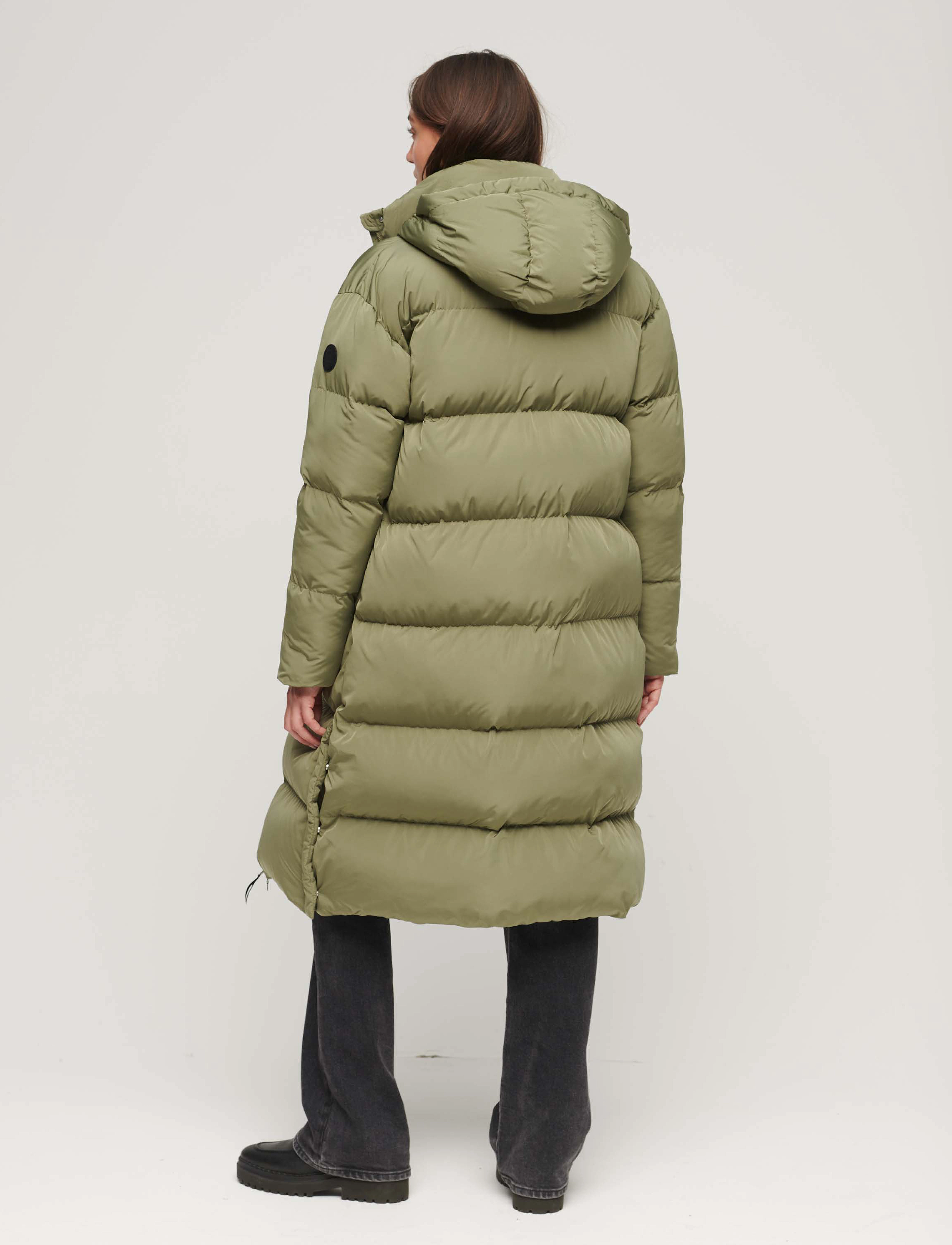 Superdry - LONGLINE HOODED PUFFER COAT - wild khaki - 3