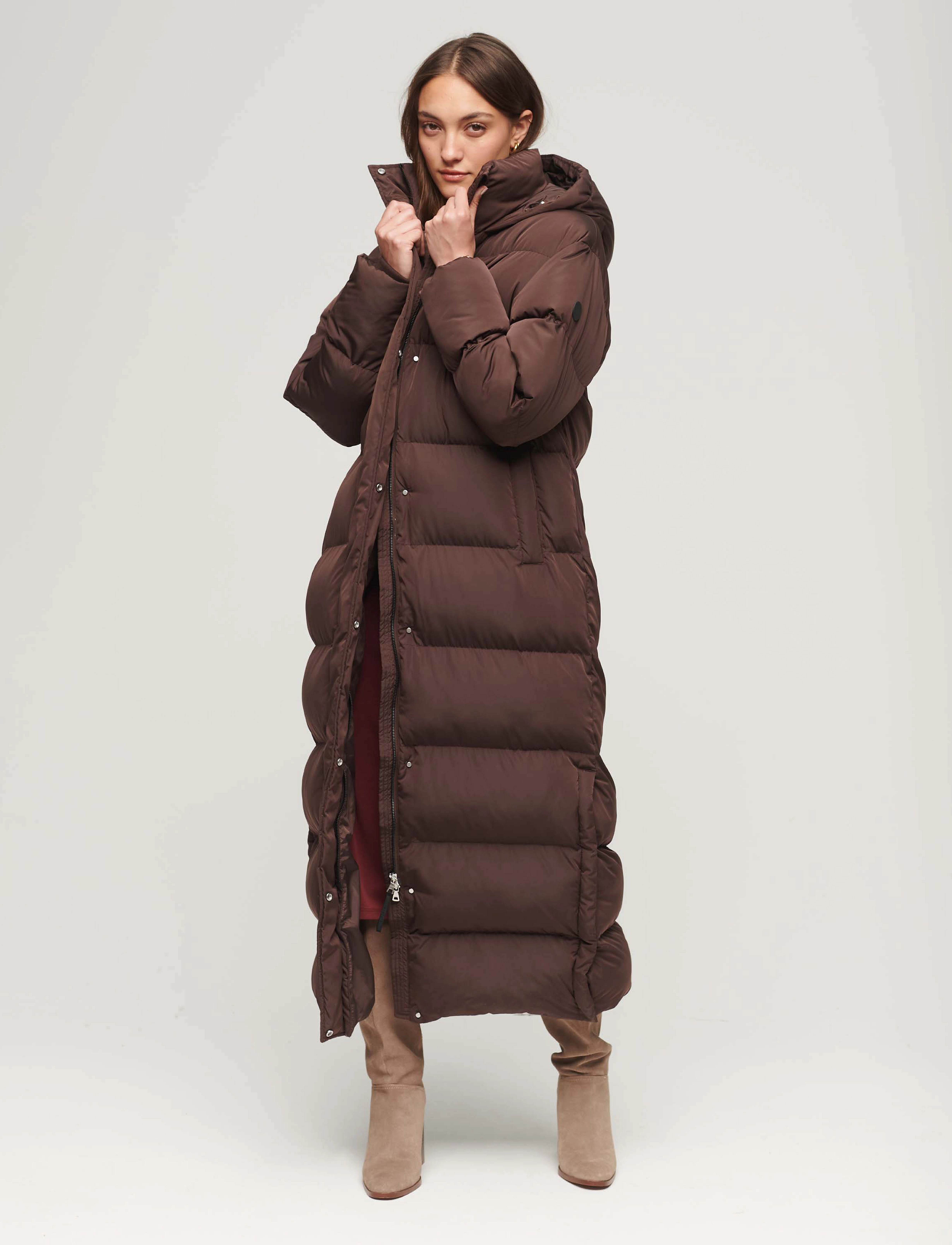 Superdry - MAXI HOODED PUFFER COAT - coffee bean brown - 5