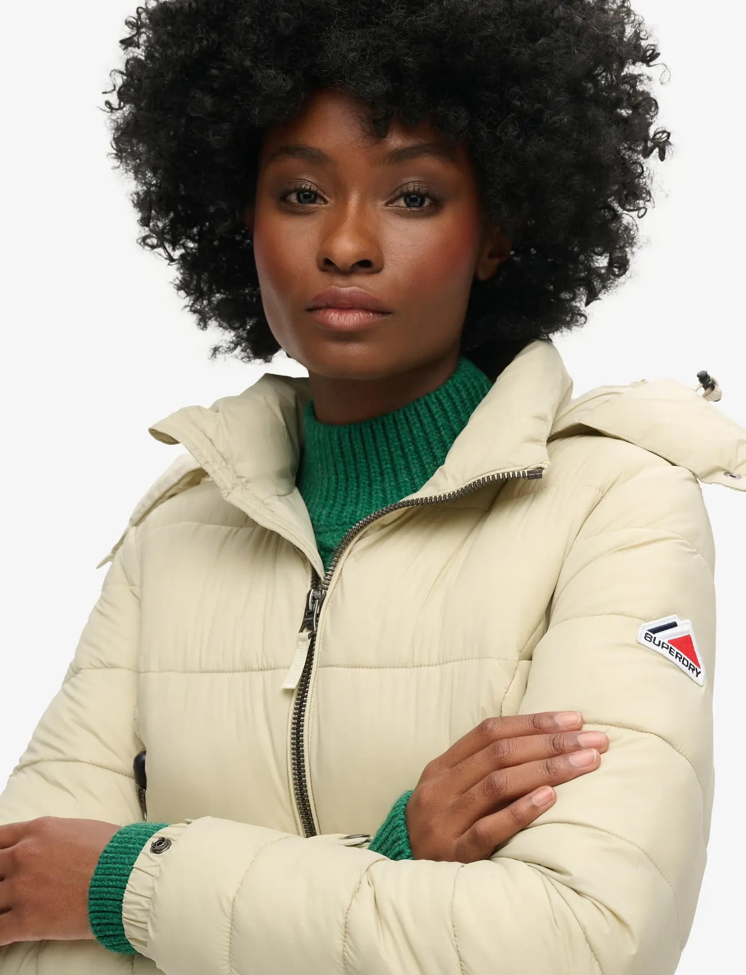 Superdry - CROP HOODED FUJI - winter jackets - pelican beige - 4