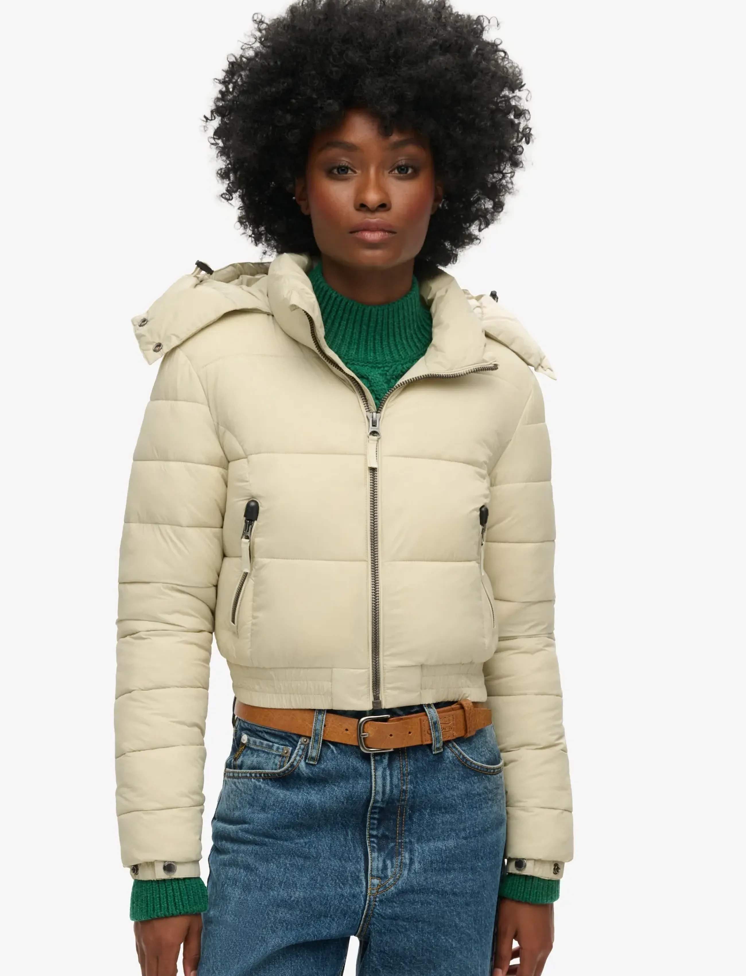 Superdry - CROP HOODED FUJI - winter jackets - pelican beige - 5
