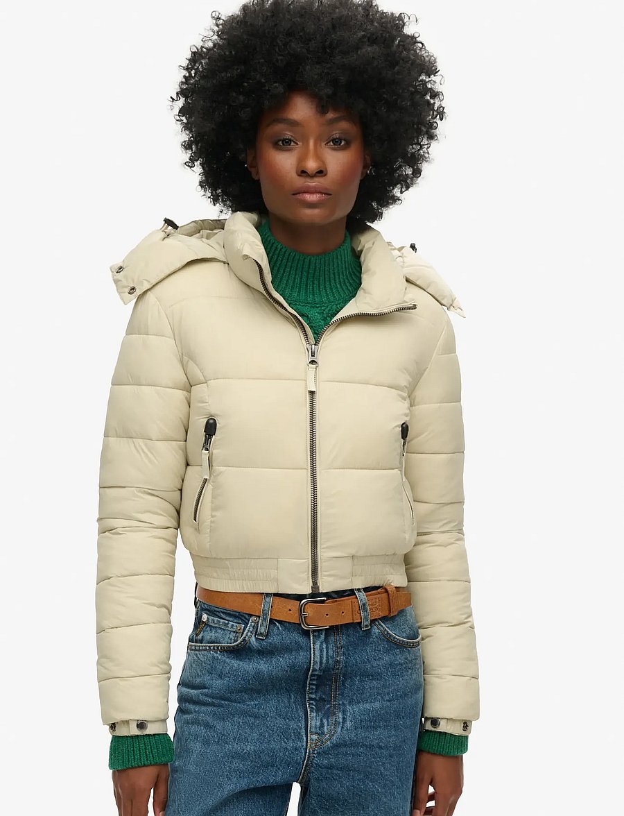 Superdry - CROP HOODED FUJI - winter jackets - pelican beige - 5
