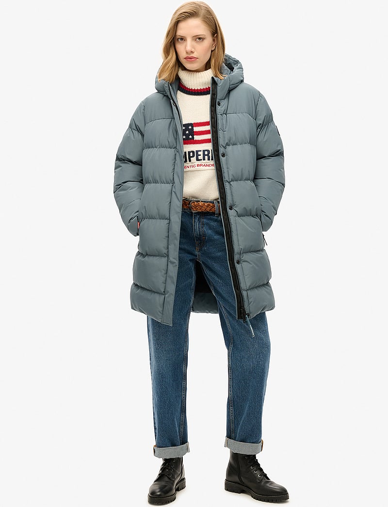 Superdry - HOODED SPORTS PUFFER MID JKT - talvejoped - stormy weather blue - 2