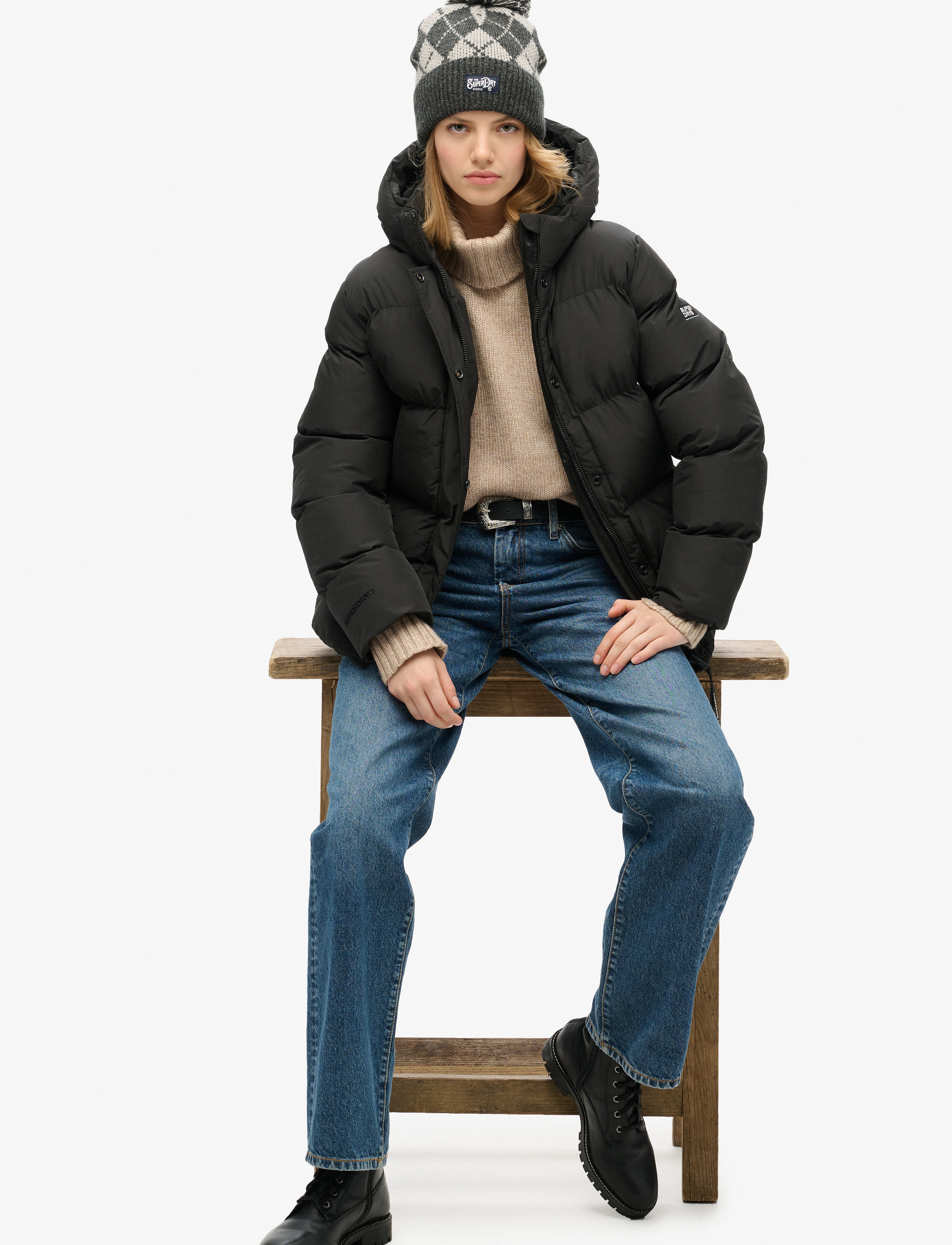 Superdry - HOODED 5 BAFFLE SPORTS PUFFER - black - 3