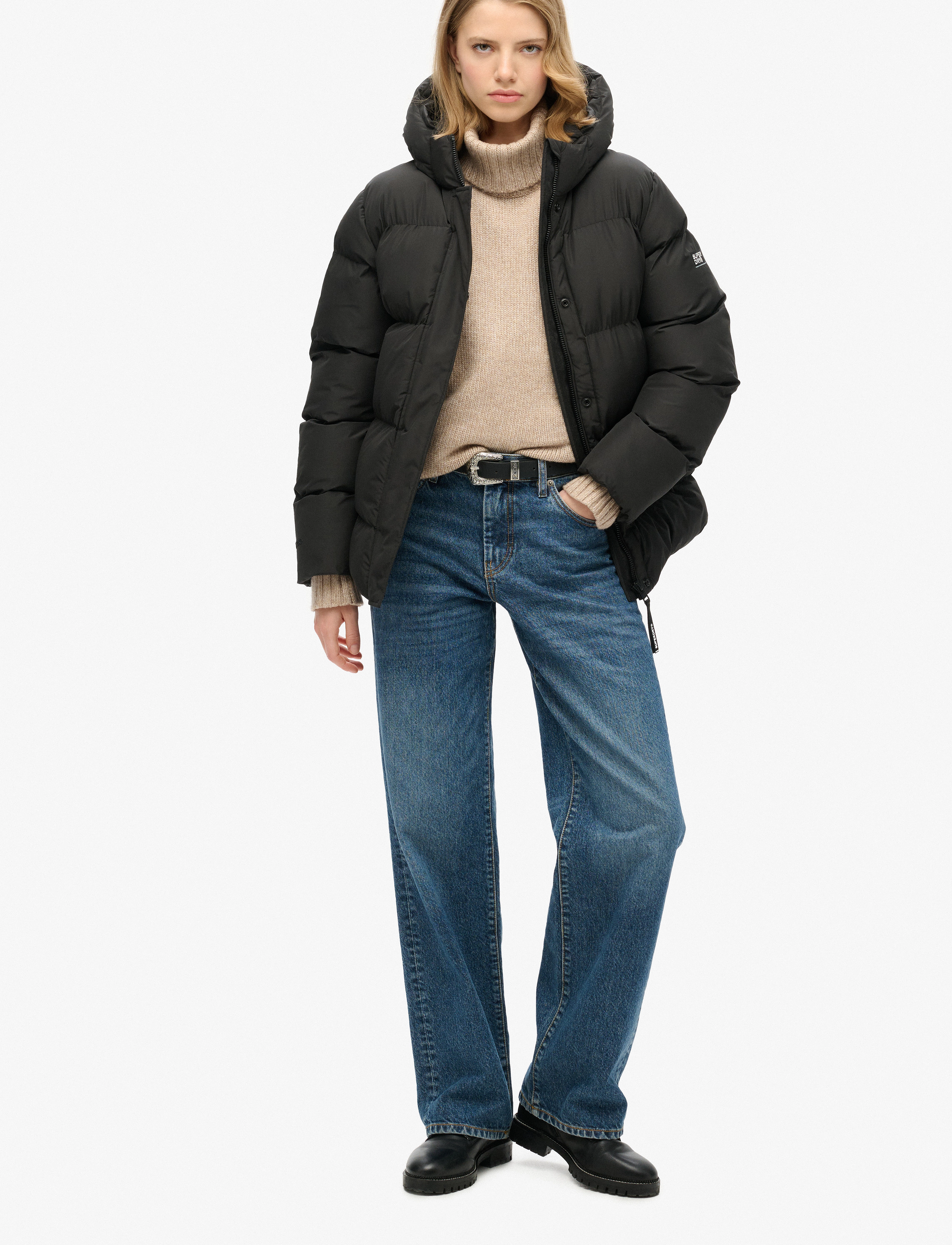 Superdry - HOODED 5 BAFFLE SPORTS PUFFER - black - 4