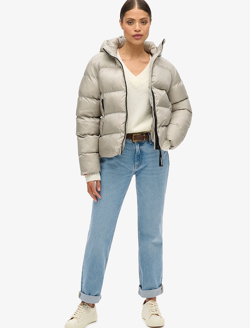 Superdry - HOODED LUXE SPORTS PUFFER - dunjakker - oyster cream sheen - 2