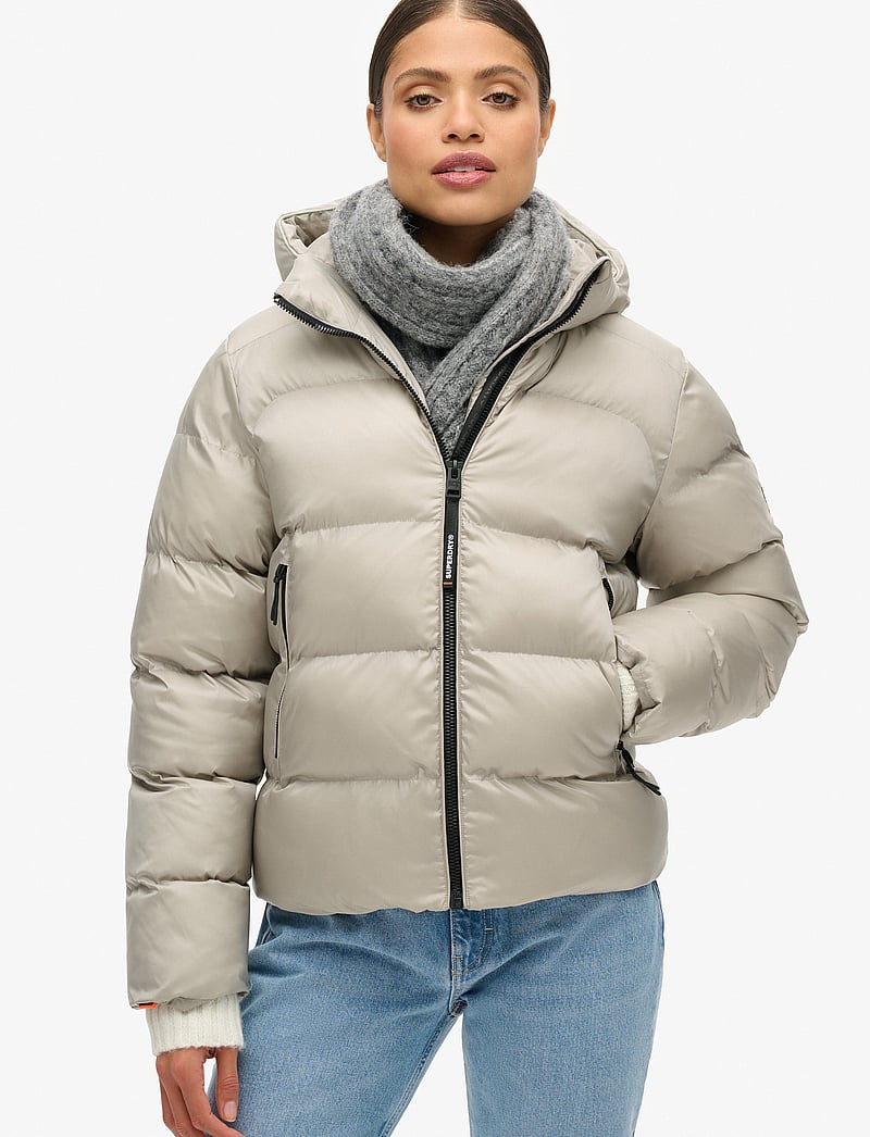 Superdry - HOODED LUXE SPORTS PUFFER - dunjakker - oyster cream sheen - 5