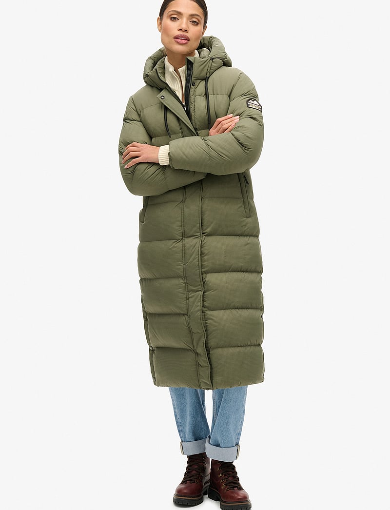 Superdry - RIPSTOP LONGLINE PUFFER JACKET - dunfrakker - dusty olive green grid - 2