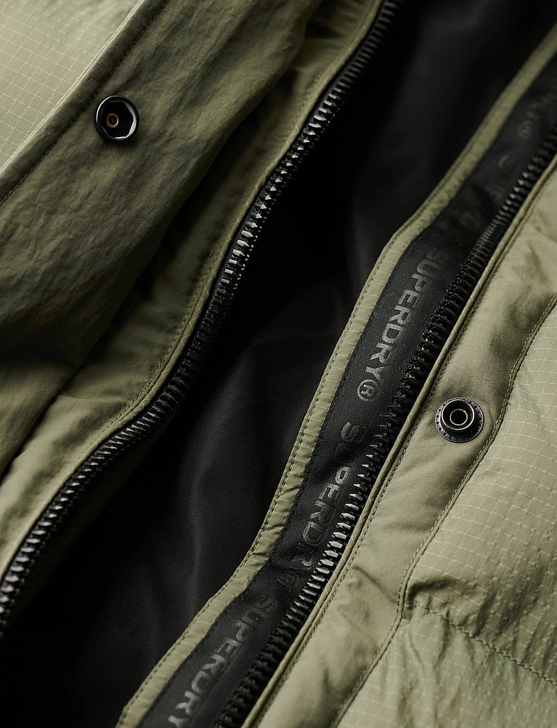 Superdry - RIPSTOP LONGLINE PUFFER JACKET - dunfrakker - dusty olive green grid - 5
