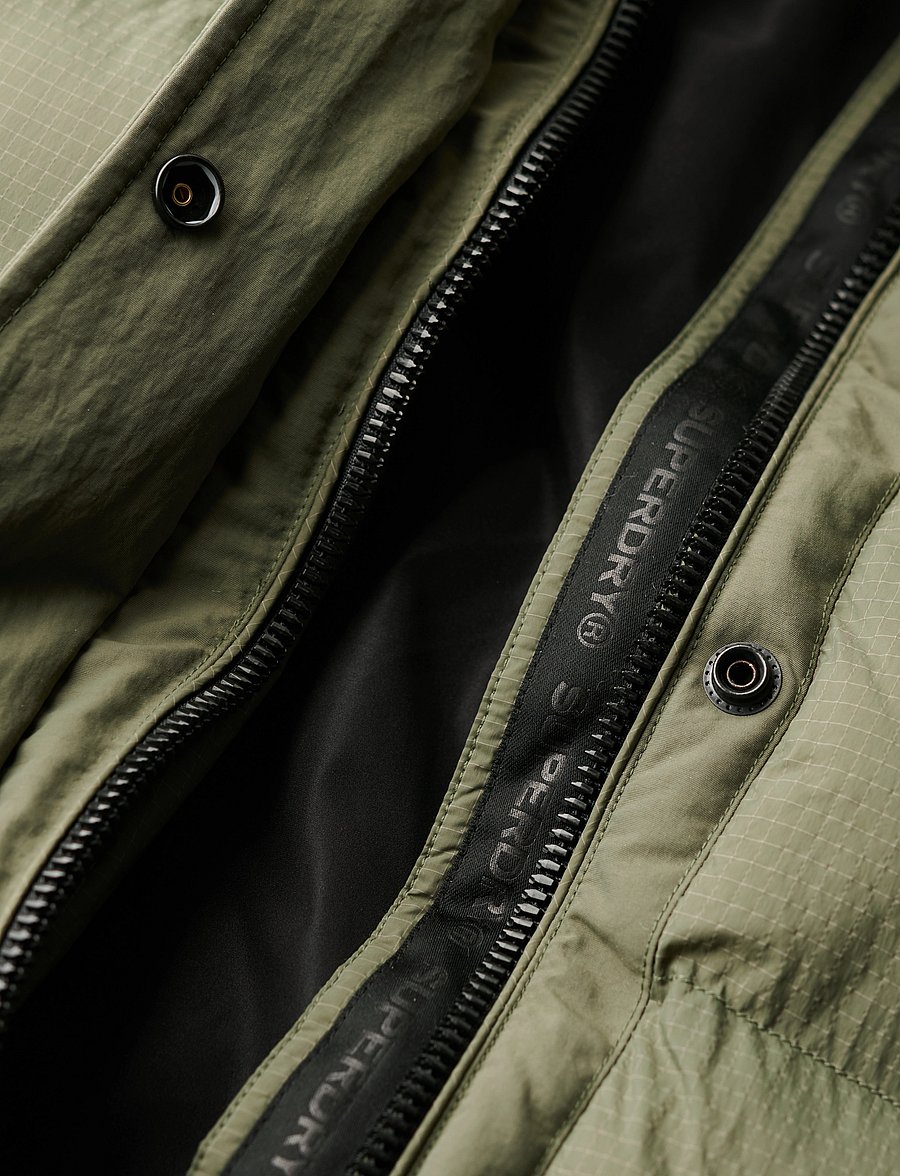 Superdry - RIPSTOP LONGLINE PUFFER JACKET - winterjacken - dusty olive green grid - 5