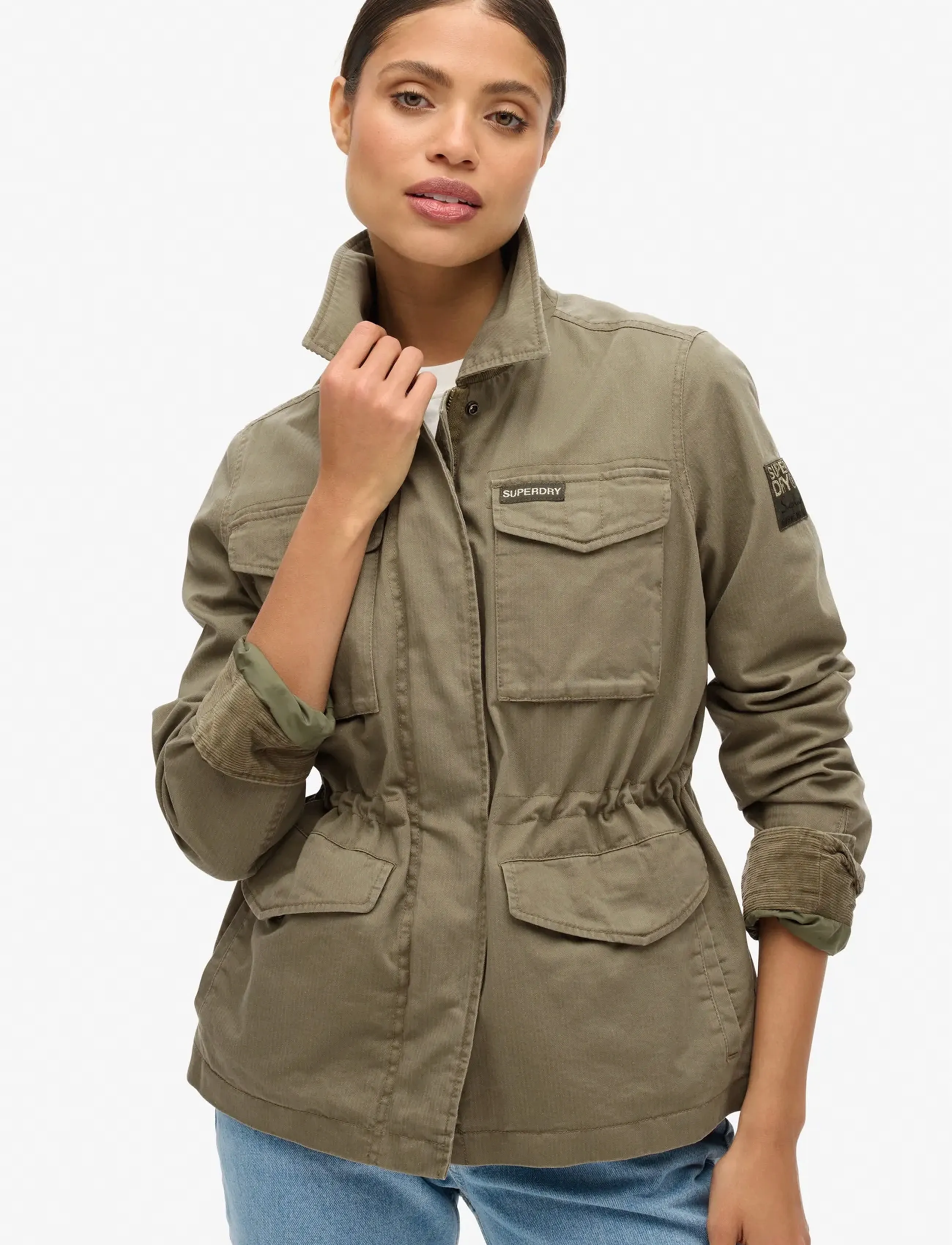 Superdry Embroidered M65 Military Jkt, 14, Jackets, Khakigrün - Light-summer Jacket, Frauen