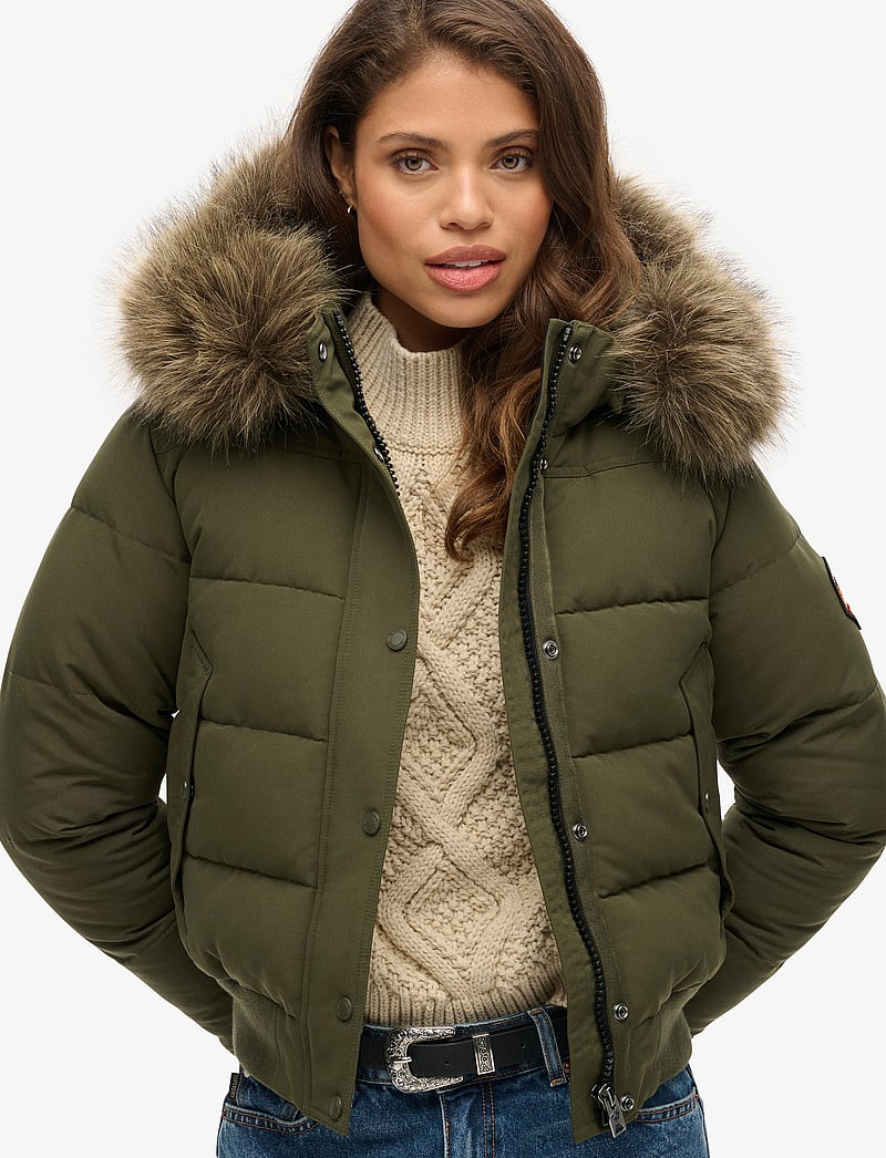 Superdry - EVEREST HOODED BOMBER JKT - talvejoped - army khaki - 0