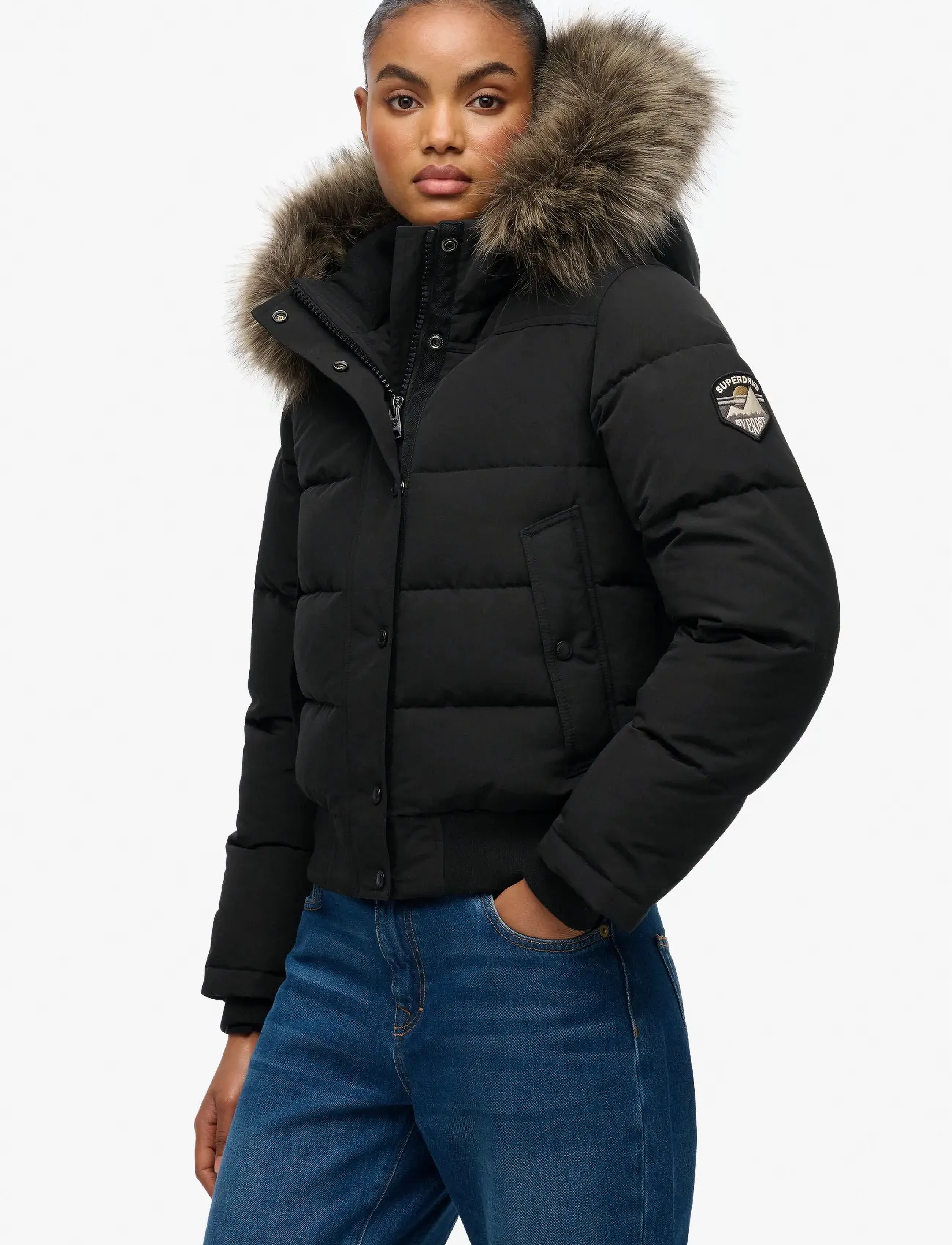 Superdry EVEREST HOODED BOMBER JKT - Superdry - BLACK / black