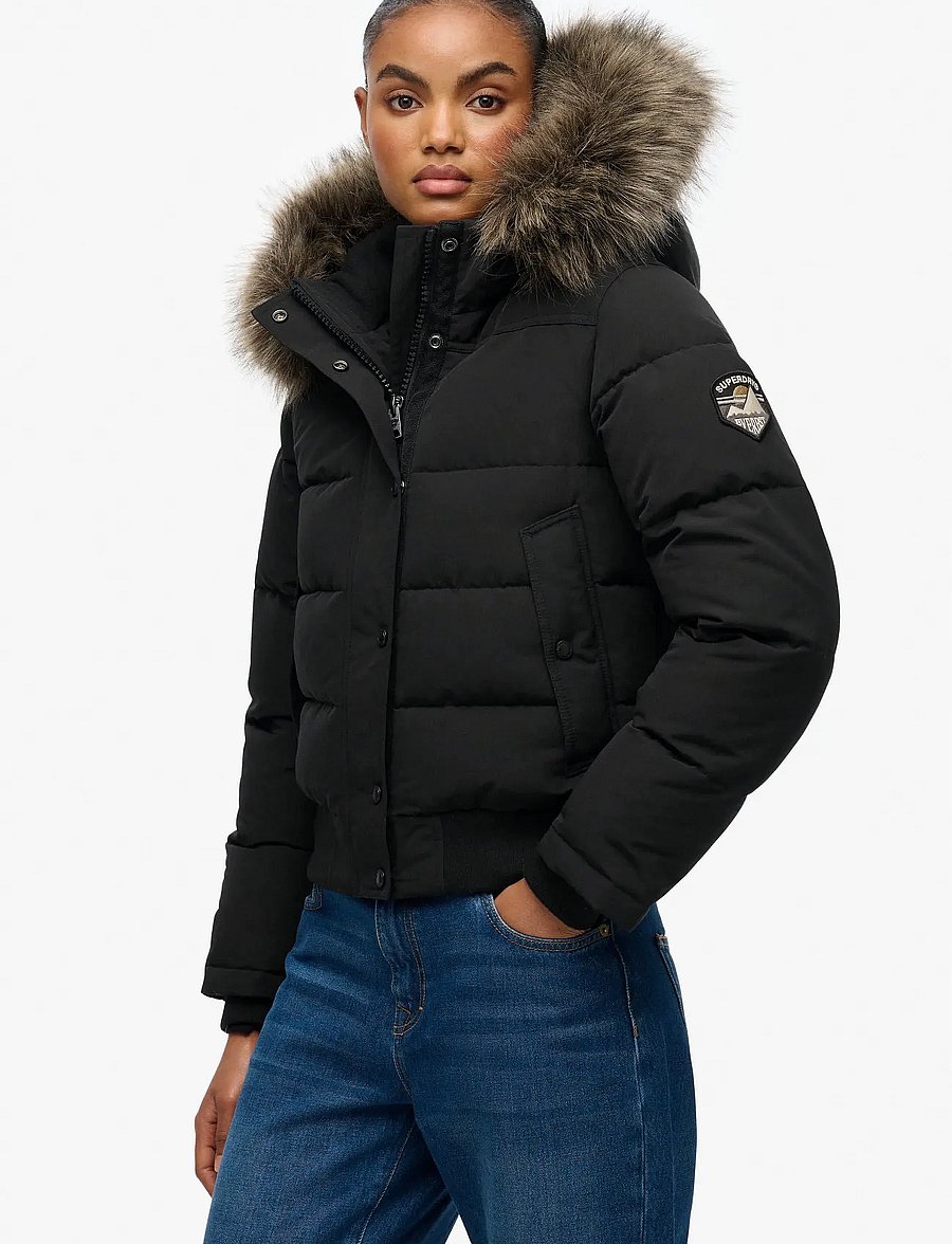 Superdry - EVEREST HOODED BOMBER JKT - vinterjakker - black - 0