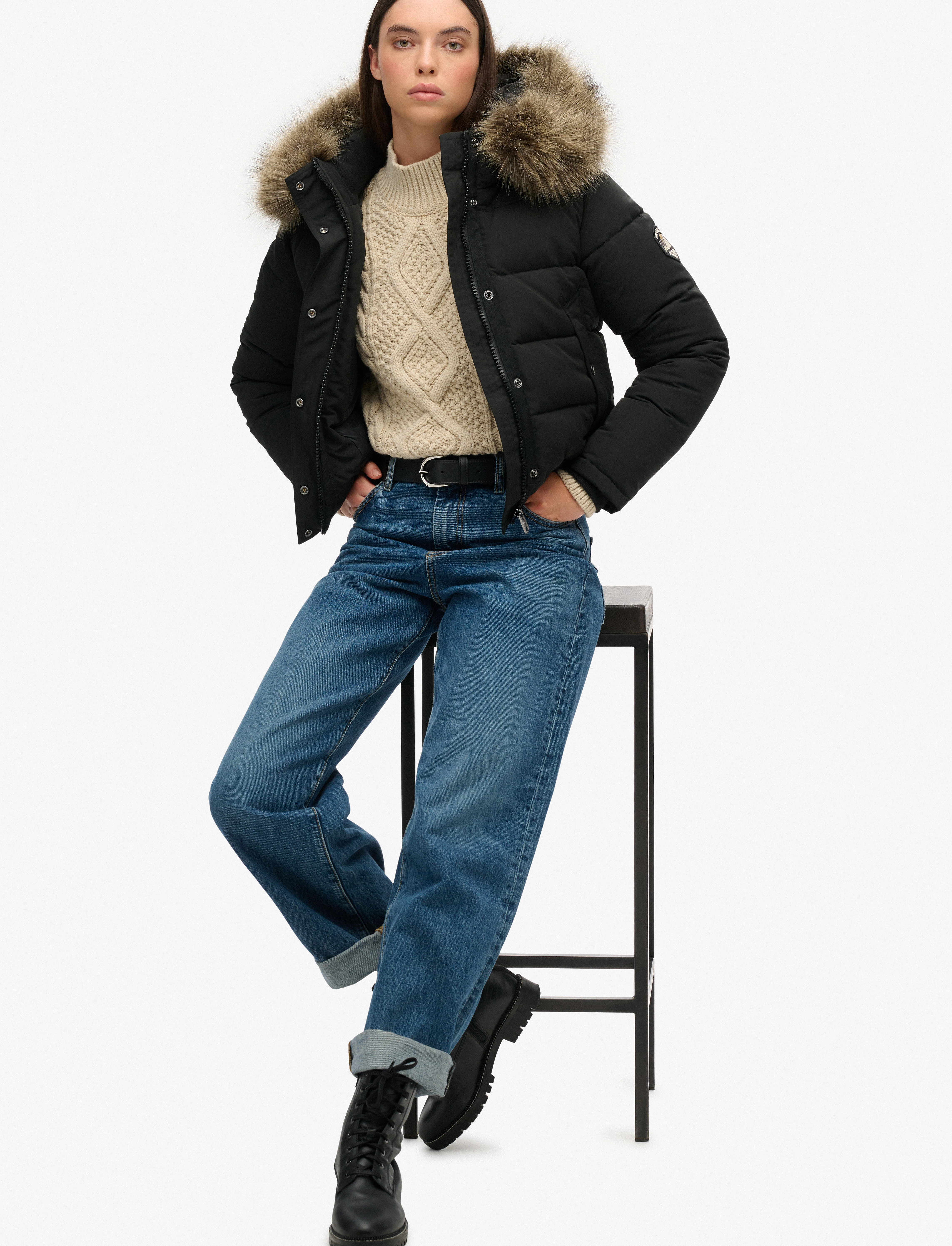 Superdry - EVEREST HOODED BOMBER JKT - vinterjakker - black - 3