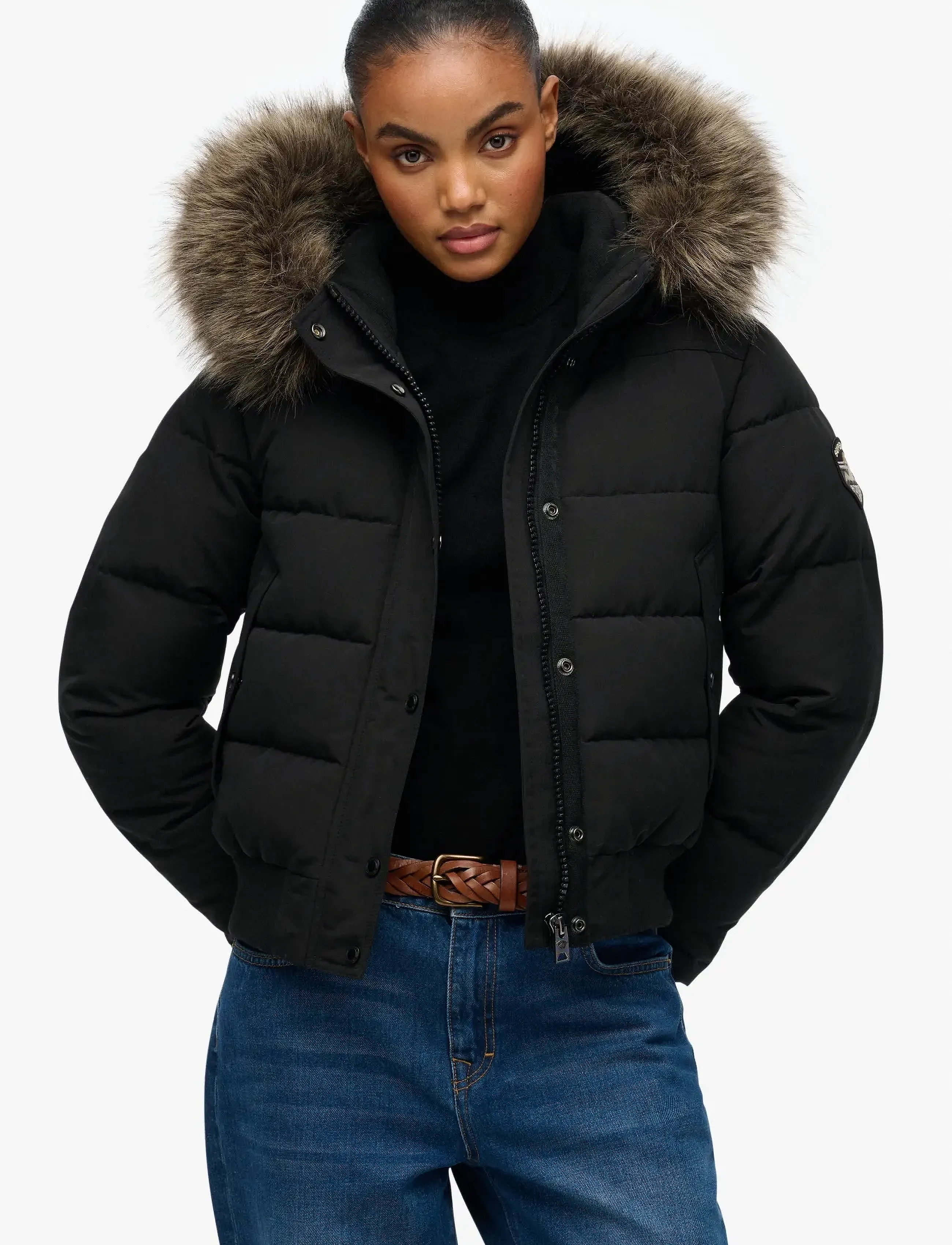 Superdry - EVEREST HOODED BOMBER JKT - vinterjakker - black - 5