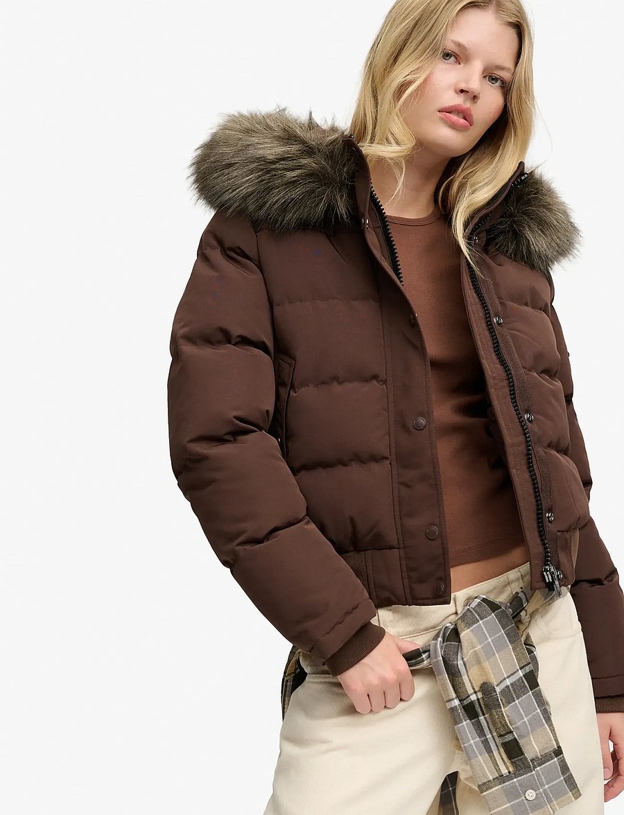 Superdry - EVEREST HOODED BOMBER JKT - vinterjakker - coffee bean brown - 4